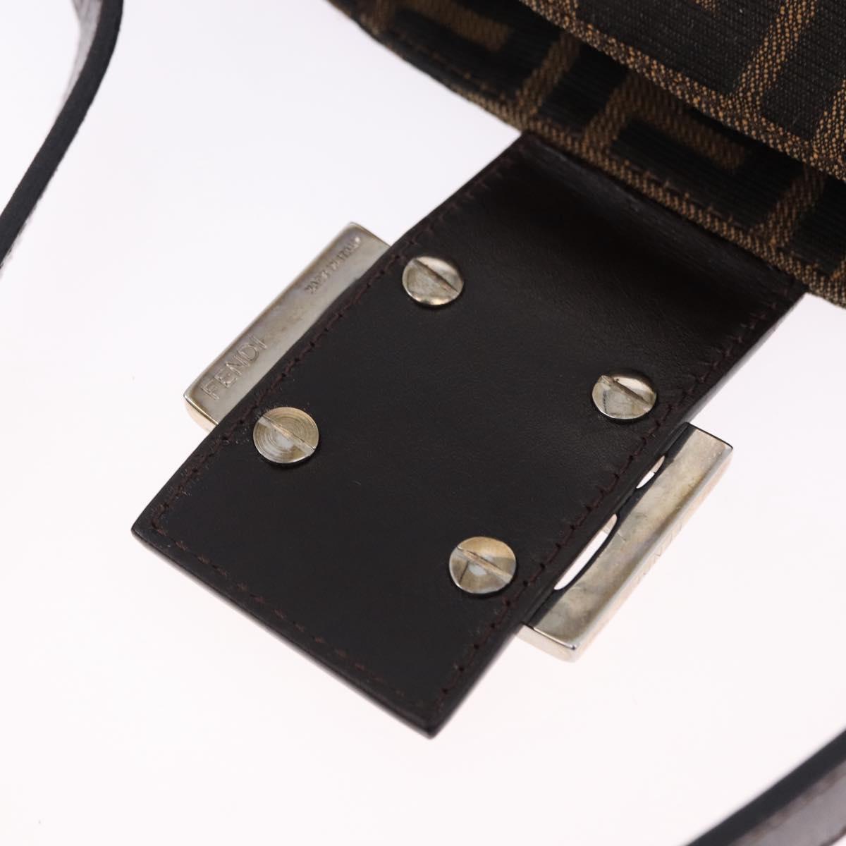 FENDI Zucca Canvas Mamma Baguette Shoulder Bag Brown Black Auth 194835SAV