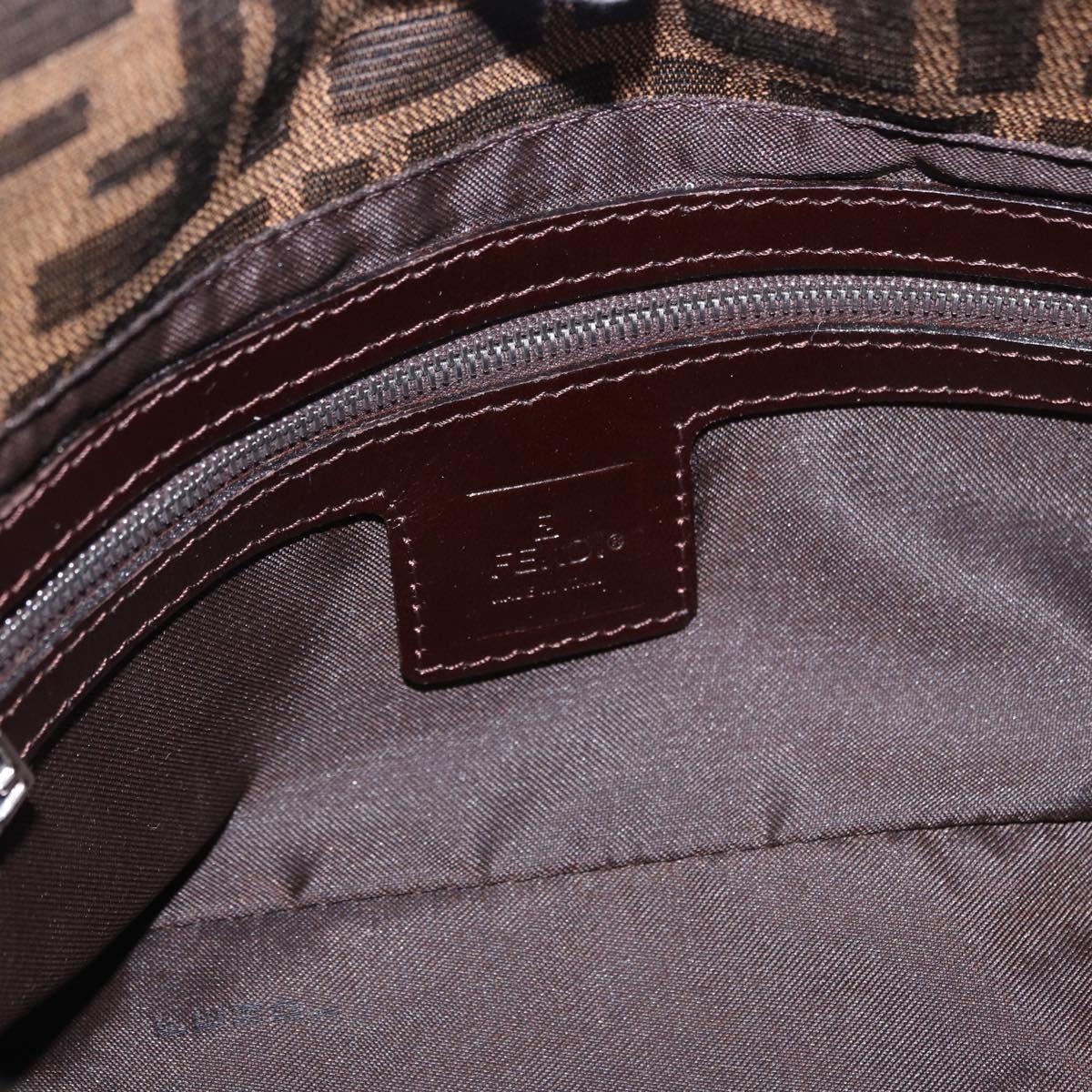 FENDI Zucca Canvas Mamma Baguette Shoulder Bag Brown Black Auth 194835SAV