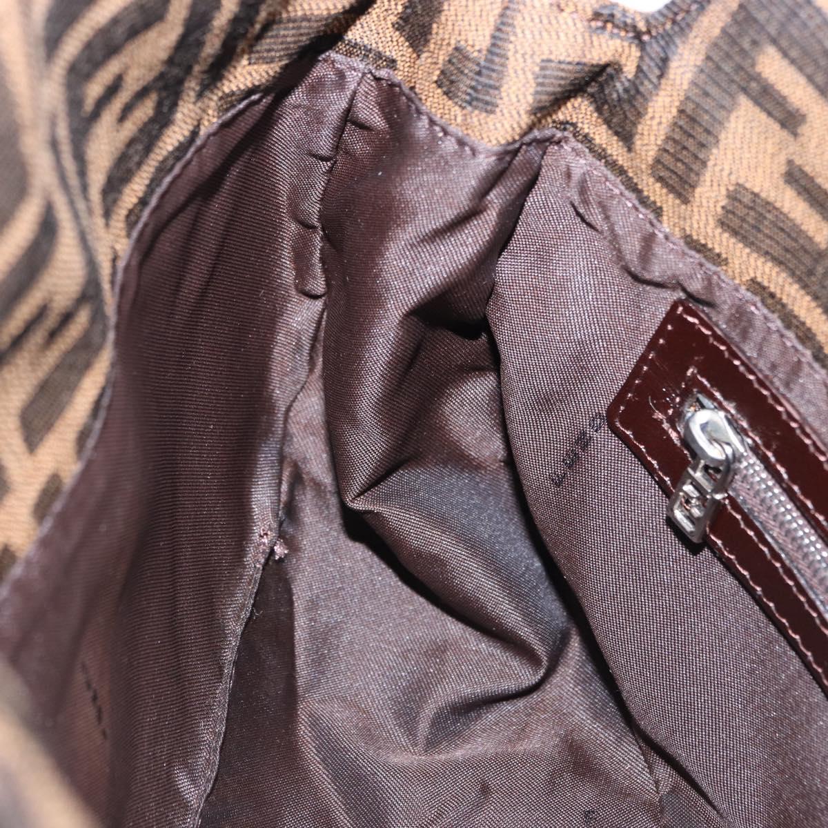 FENDI Zucca Canvas Mamma Baguette Shoulder Bag Brown Black Auth 194835SAV