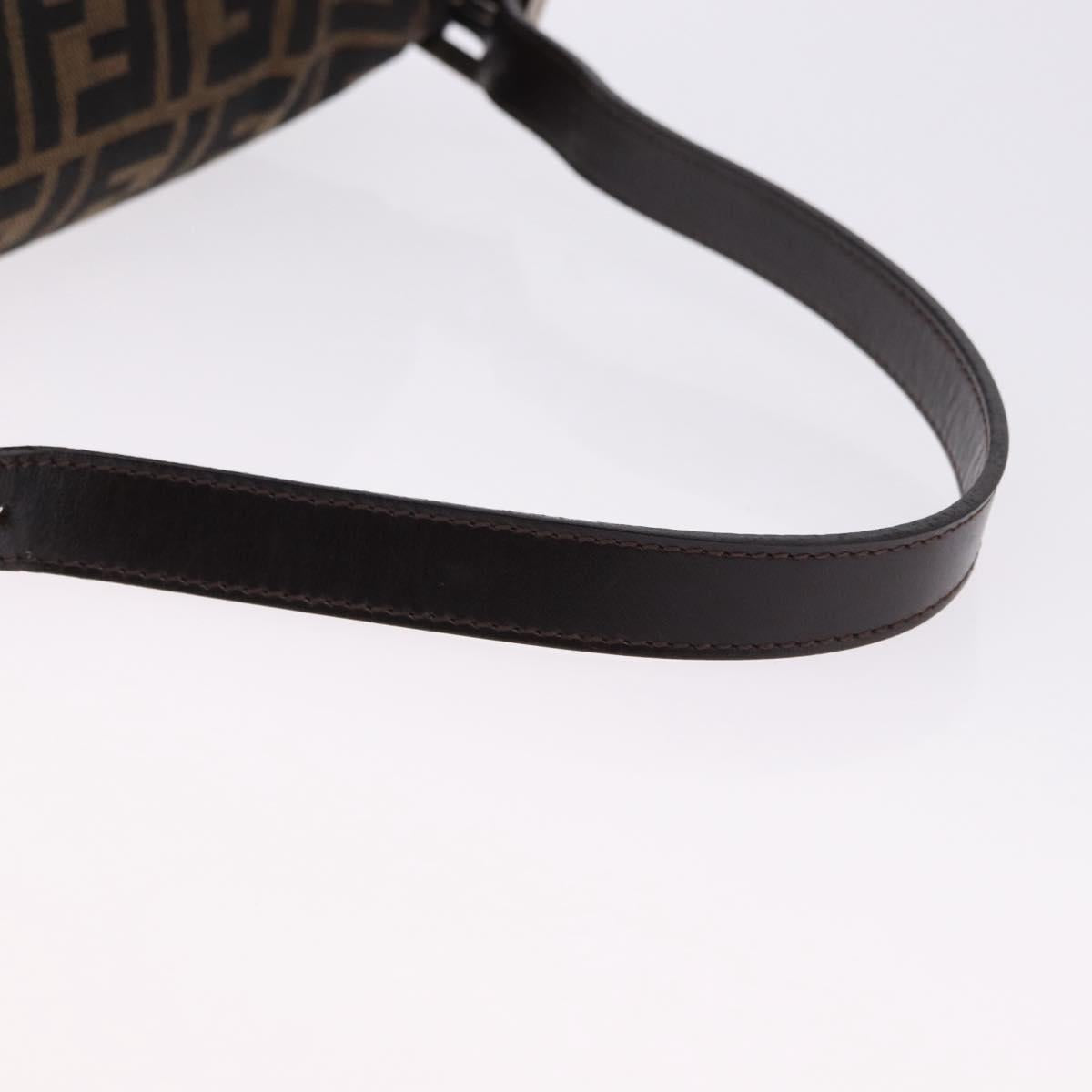 FENDI Zucca Canvas Mamma Baguette Shoulder Bag Brown Black Auth 194835SAV