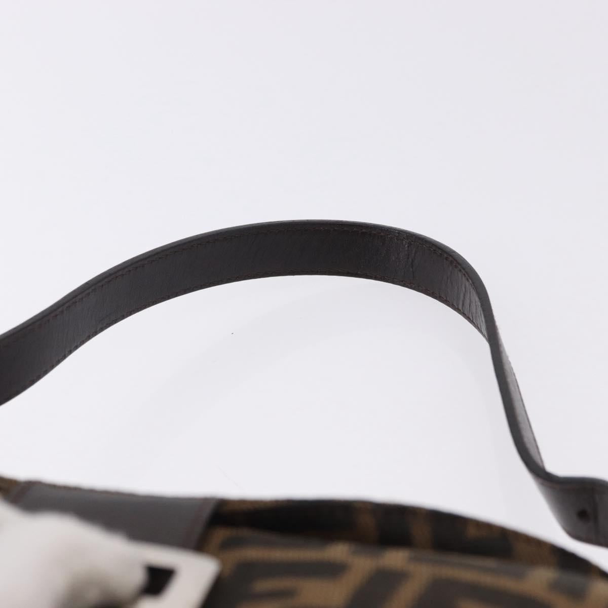 FENDI Zucca Canvas Mamma Baguette Shoulder Bag Brown Black Auth 194835SAV