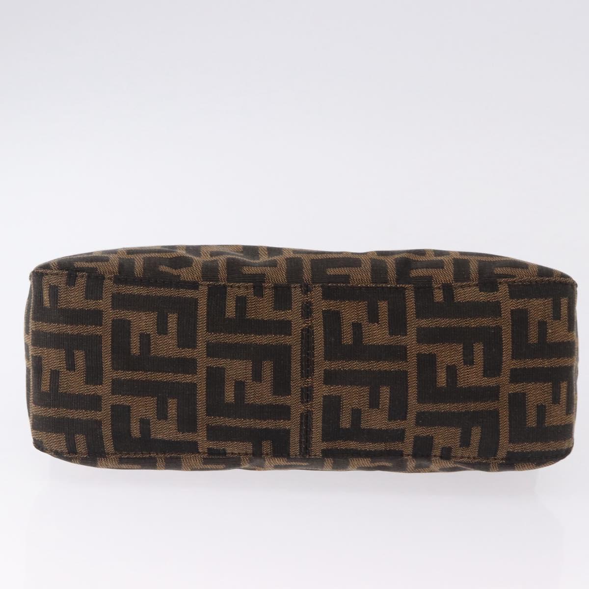 FENDI Zucca Canvas Mamma Baguette Shoulder Bag Brown Black Auth 194835SAV