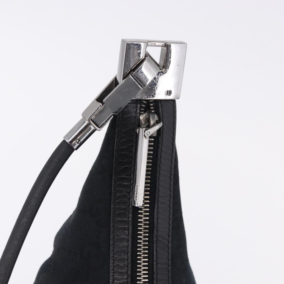 GUCCI GG Canvas Shoulder Bag Black Silver 001 3814 Auth 194836V