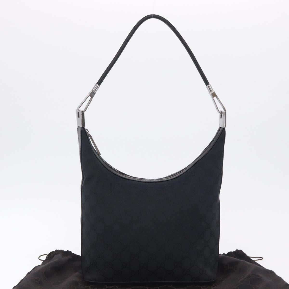 GUCCI GG Canvas Shoulder Bag Black Silver 001 3814 Auth 194836V