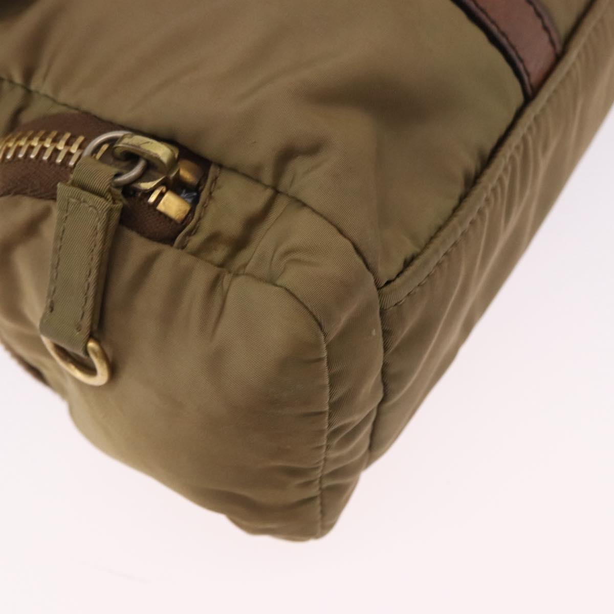 Miu Miu Shoulder Bag Nylon Beige Gold Auth 194838A