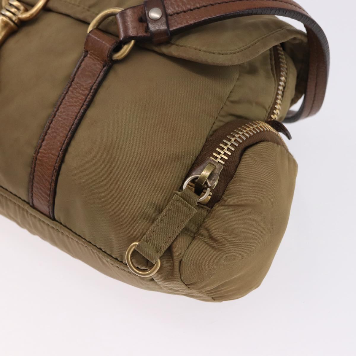 Miu Miu Shoulder Bag Nylon Beige Gold Auth 194838A