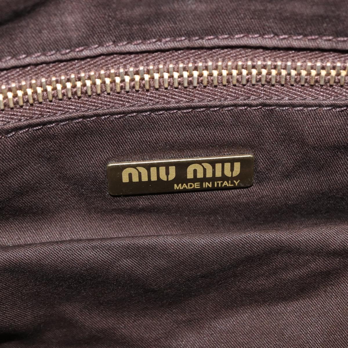 Miu Miu Shoulder Bag Nylon Beige Gold Auth 194838A