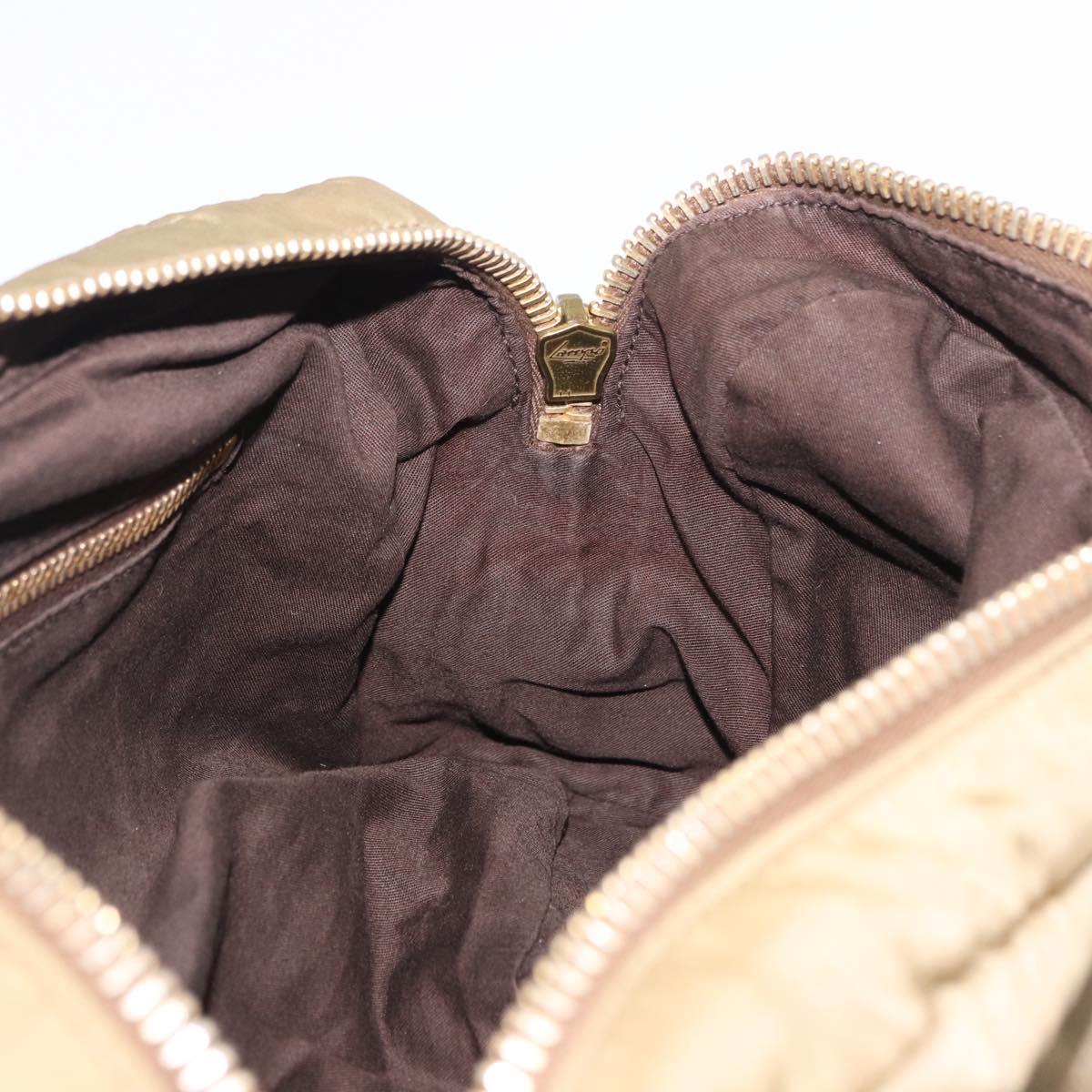 Miu Miu Shoulder Bag Nylon Beige Gold Auth 194838A