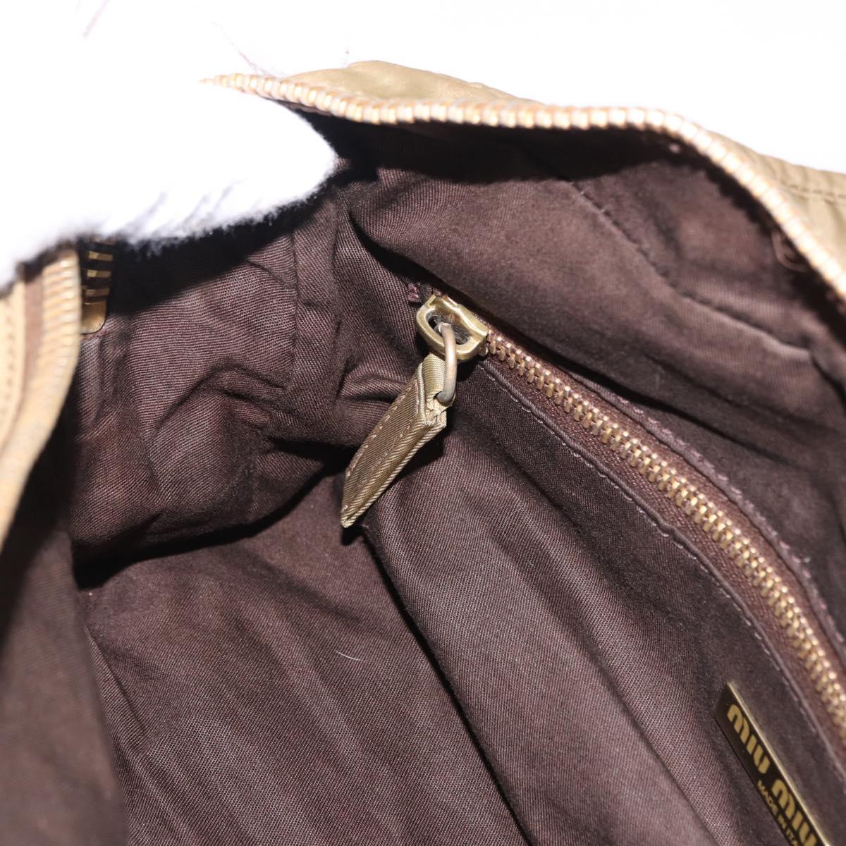 Miu Miu Shoulder Bag Nylon Beige Gold Auth 194838A