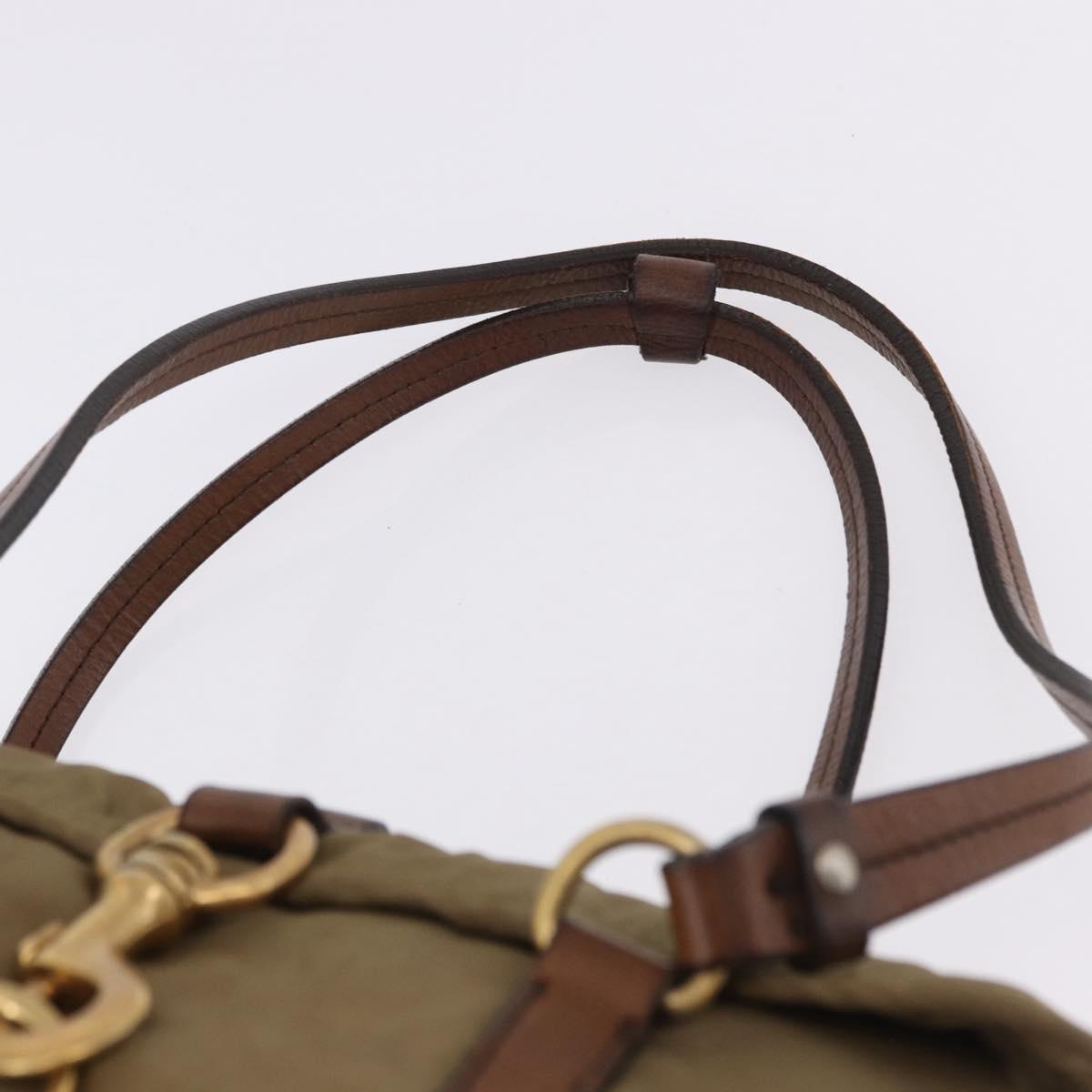 Miu Miu Shoulder Bag Nylon Beige Gold Auth 194838A