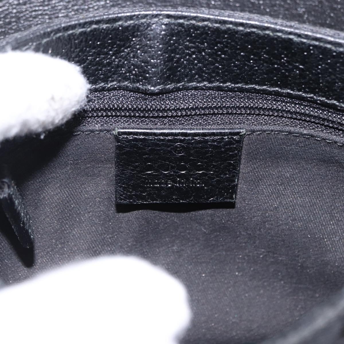 GUCCI GG Canvas Waist Bag Black Silver 131236 Auth 194839A