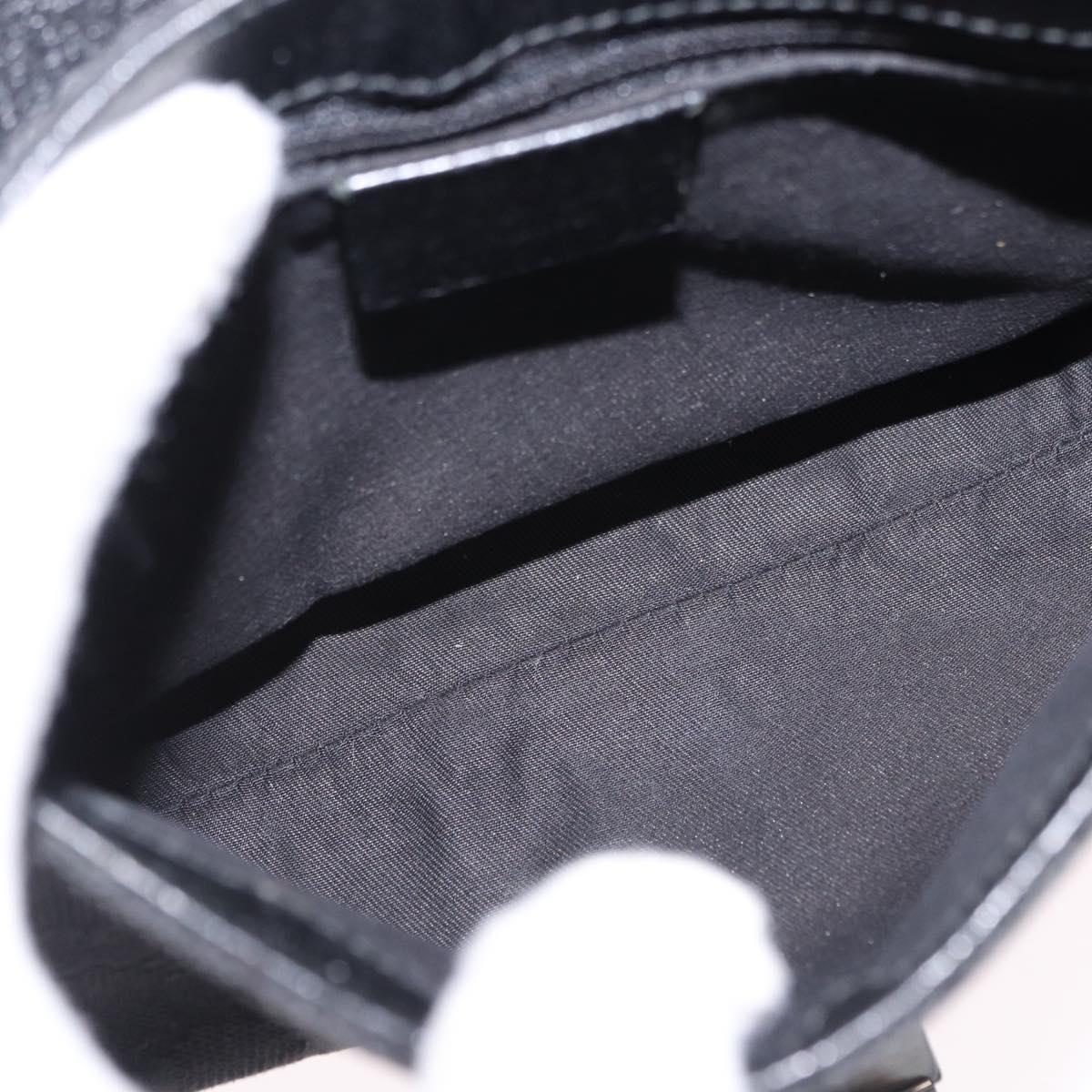 GUCCI GG Canvas Waist Bag Black Silver 131236 Auth 194839A
