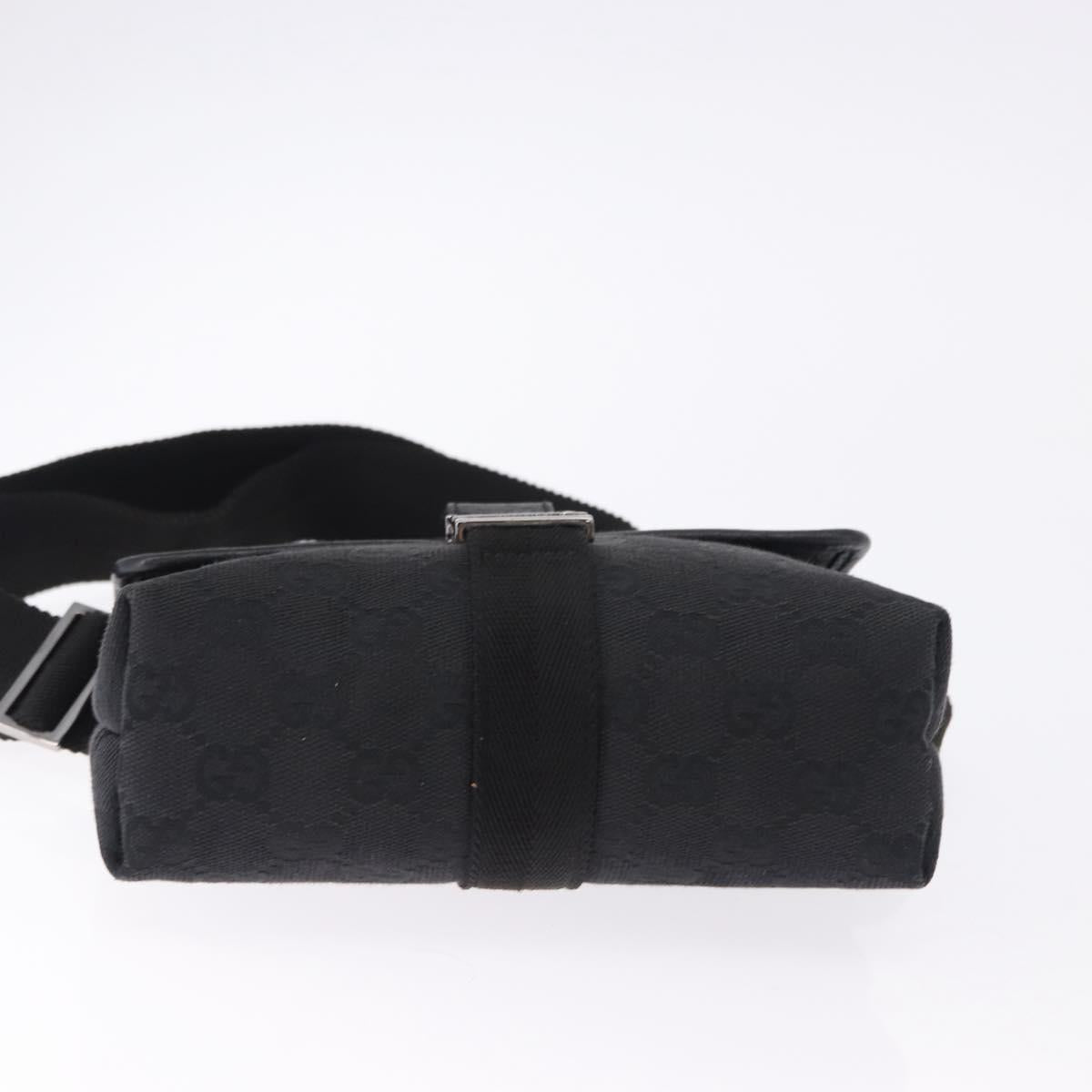 GUCCI GG Canvas Waist Bag Black Silver 131236 Auth 194839A