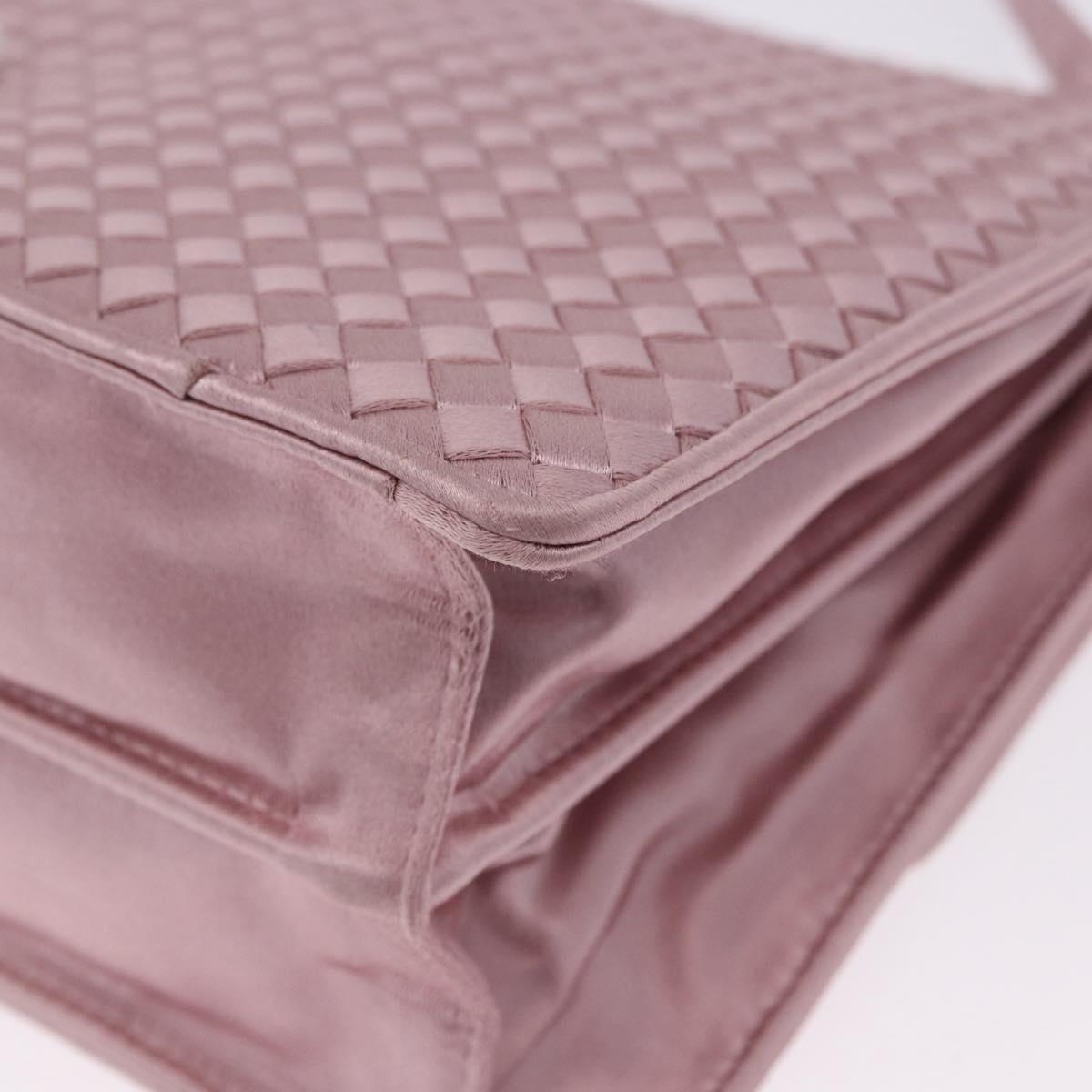 BOTTEGA VENETA INTRECCIATO Shoulder Bag Satin Pink Silver Auth 194840V