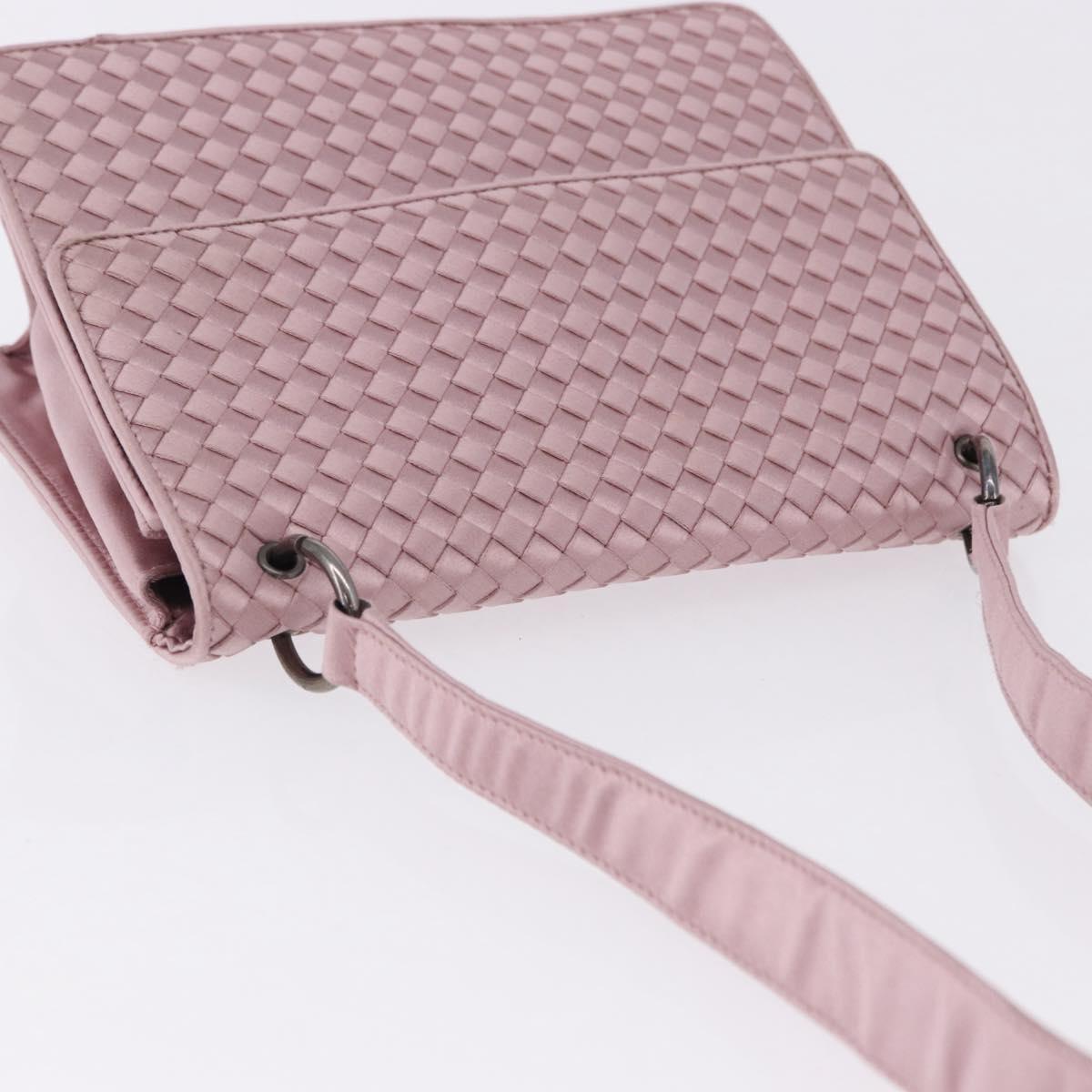 BOTTEGA VENETA INTRECCIATO Shoulder Bag Satin Pink Silver Auth 194840V