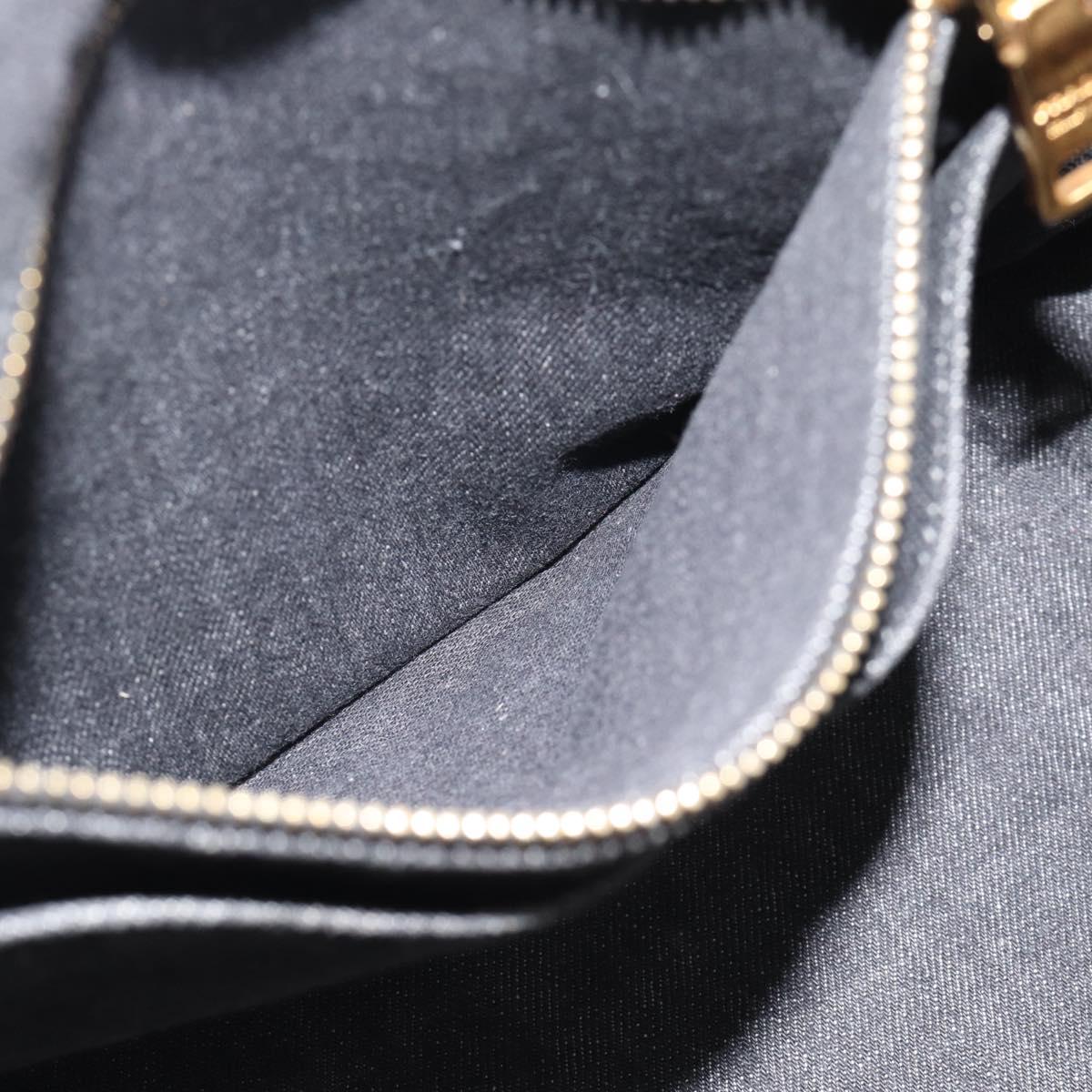 PRADA Canapa MM Hand Bag Denim 2way Black Gold Auth 194841V
