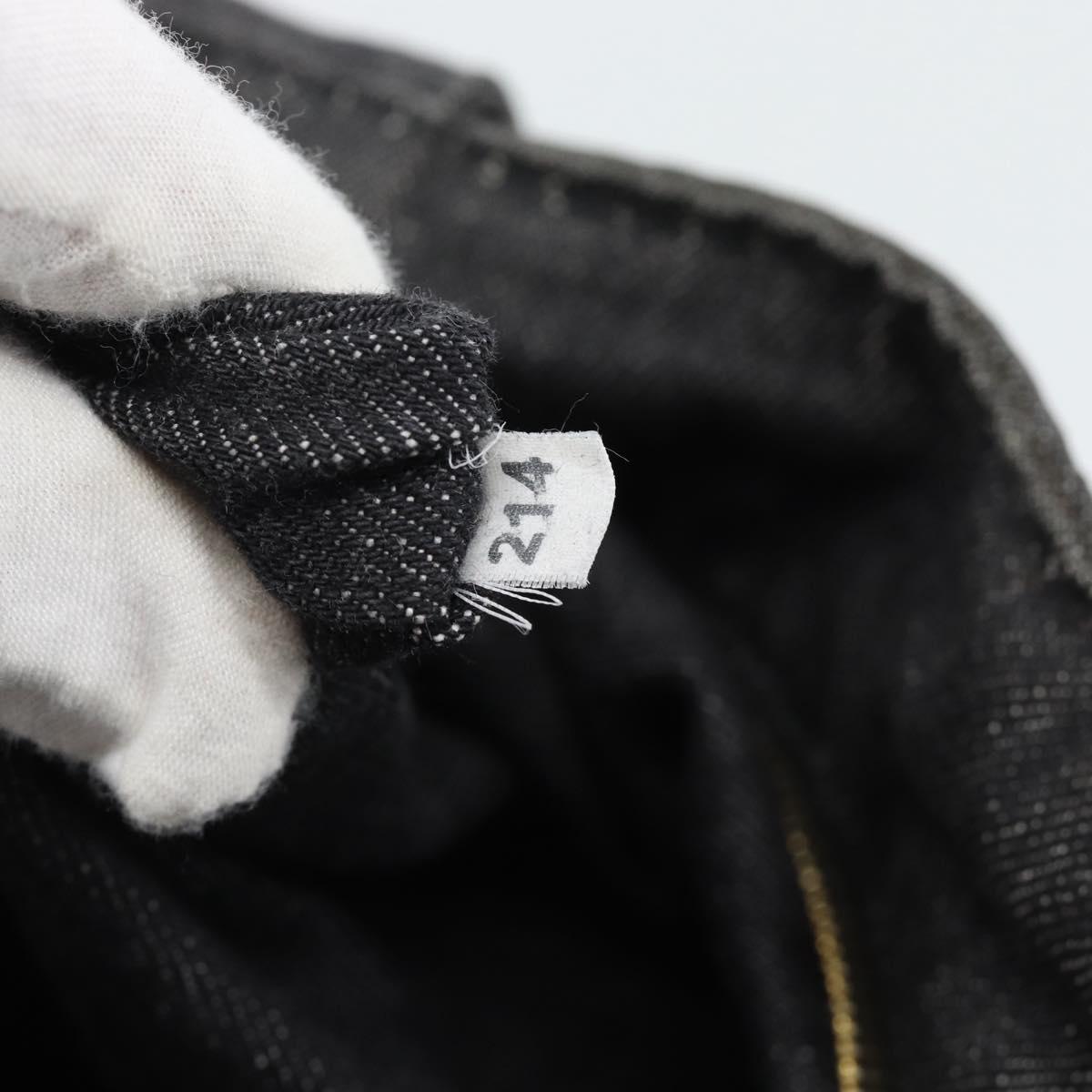 PRADA Canapa MM Hand Bag Denim 2way Black Gold Auth 194841V