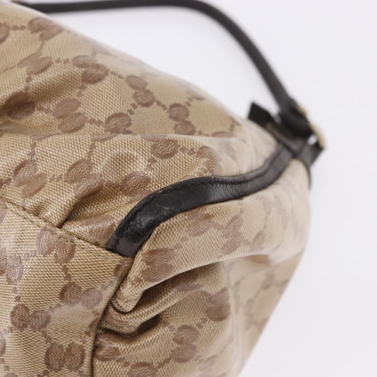 GUCCI GG Crystal Abbey Bag Coated Canvas Outlet Beige Gold 272380 Auth 194842V