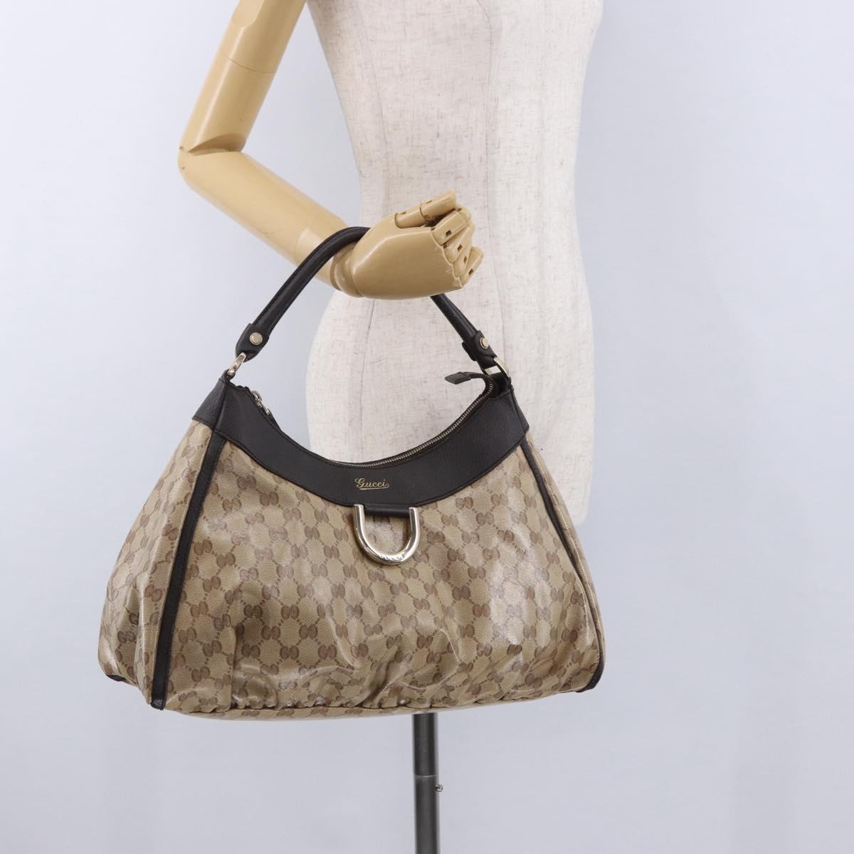 GUCCI GG Crystal Abbey Bag Coated Canvas Outlet Beige Gold 272380 Auth 194842V