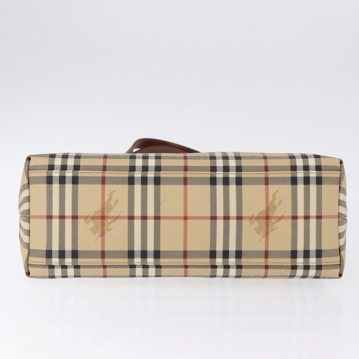 BURBERRY Nova Check blue Tote Bag PVC Beige Gold Auth 194843V