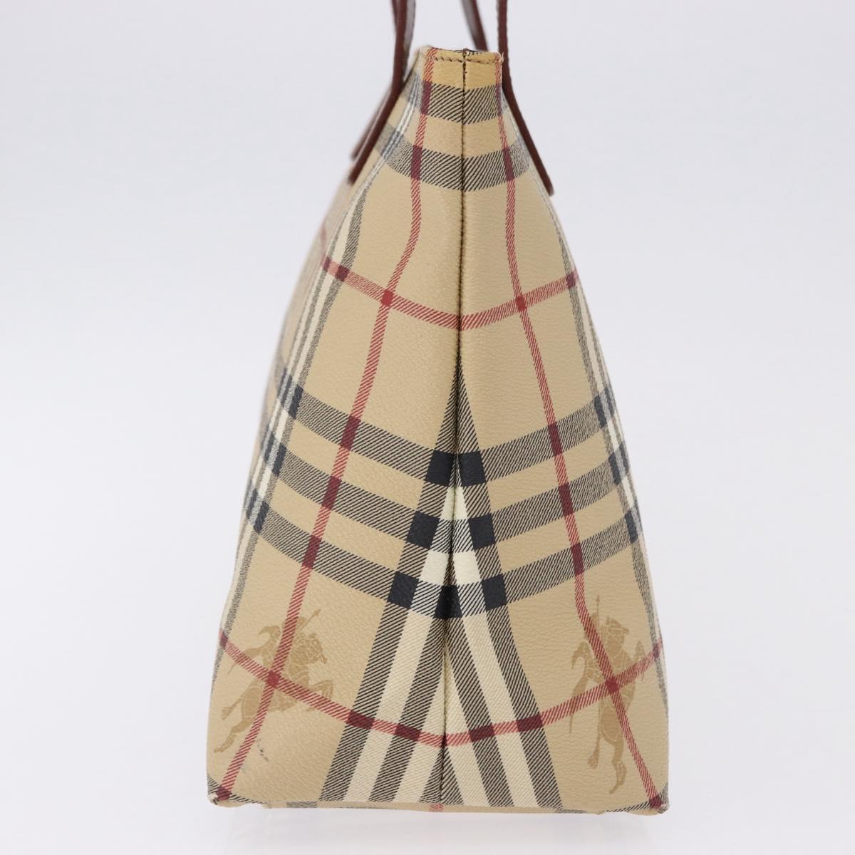 BURBERRY Nova Check blue Tote Bag PVC Beige Gold Auth 194843V