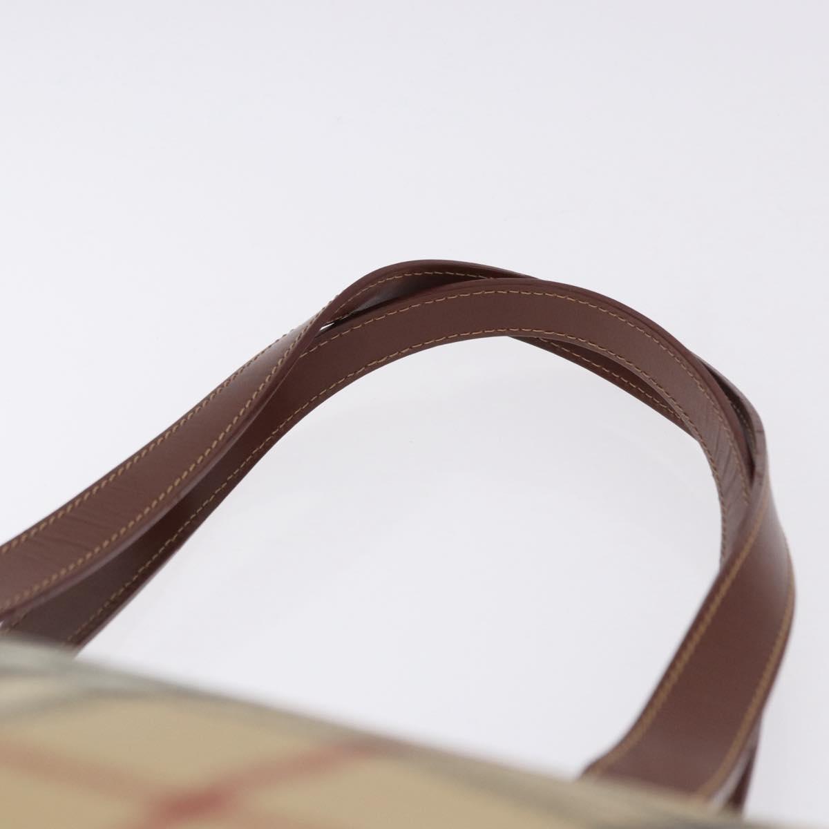 BURBERRY Nova Check blue Tote Bag PVC Beige Gold Auth 194843V