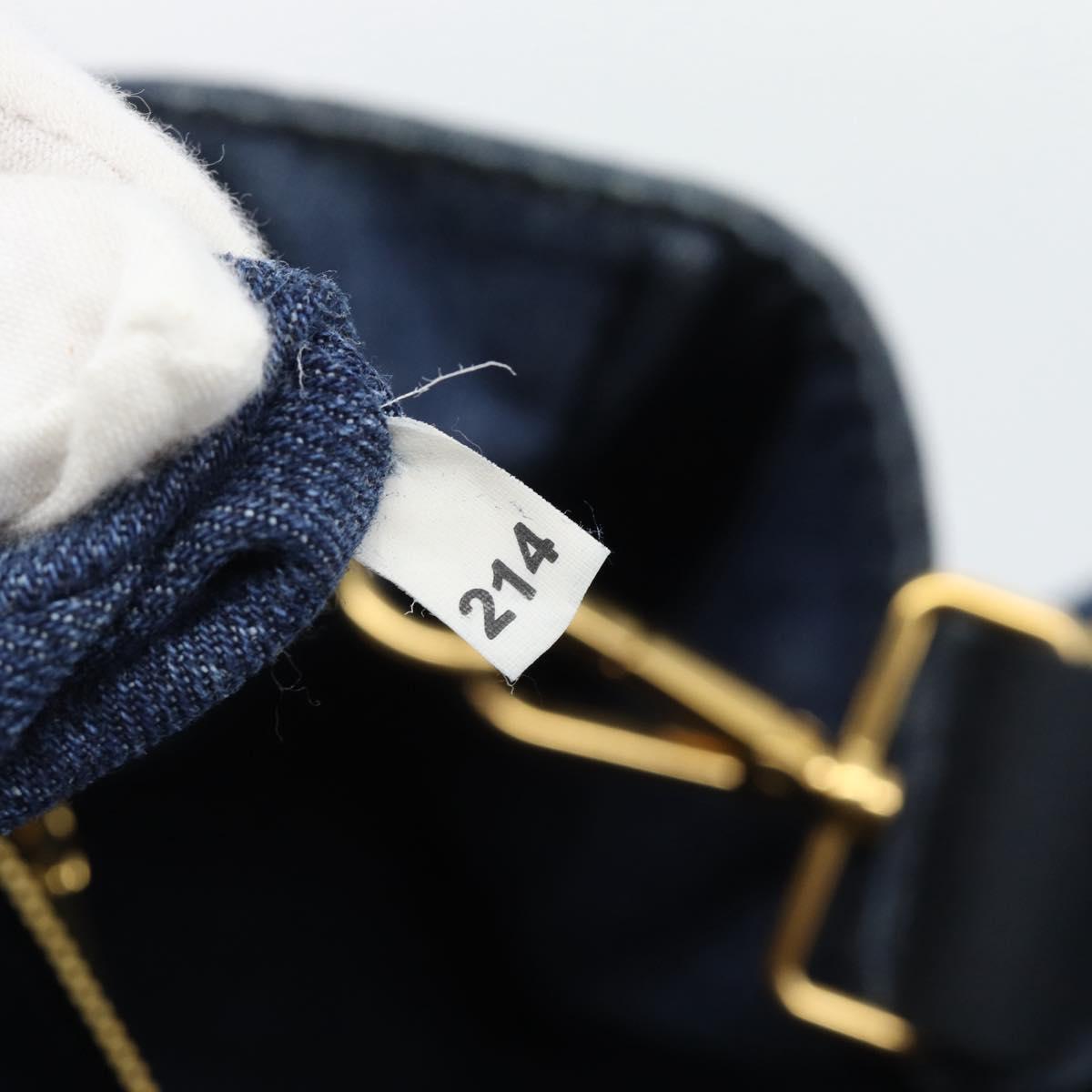 PRADA Canapa M Hand Bag Denim 2way Blue Gold Auth 194845V