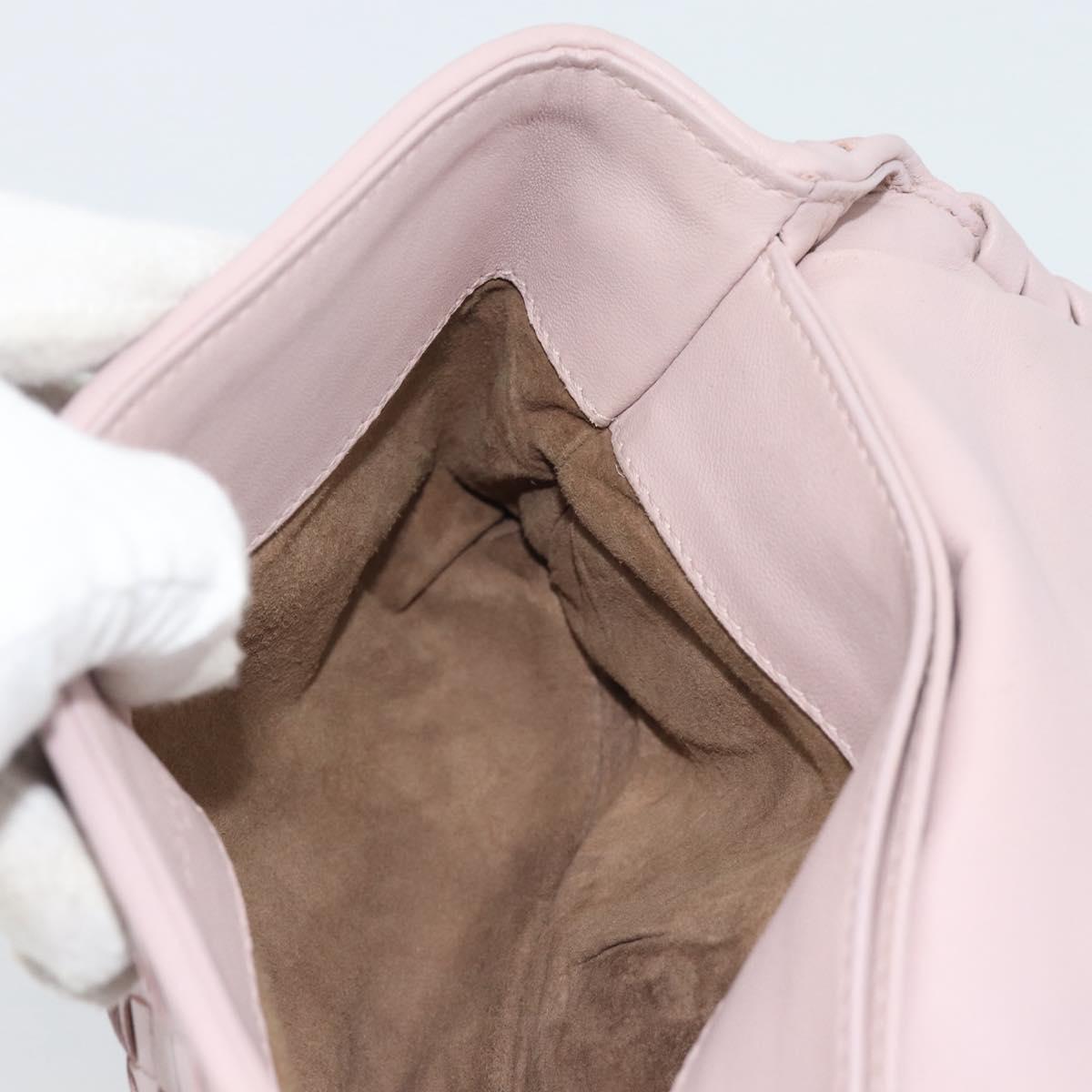 BOTTEGA VENETA INTRECCIATO Chain Shoulder Bag Leather Pink Gold Auth 194846V