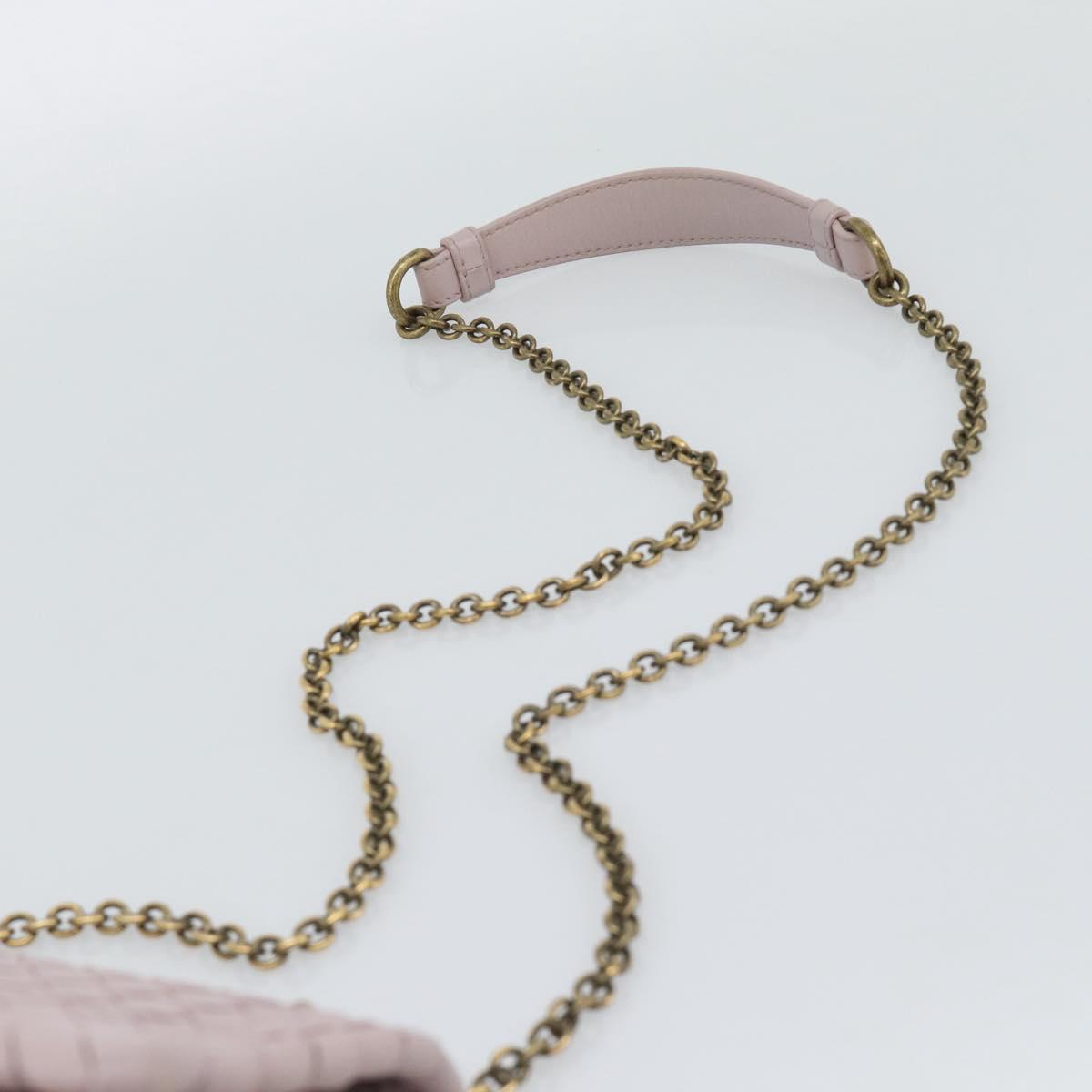 BOTTEGA VENETA INTRECCIATO Chain Shoulder Bag Leather Pink Gold Auth 194846V