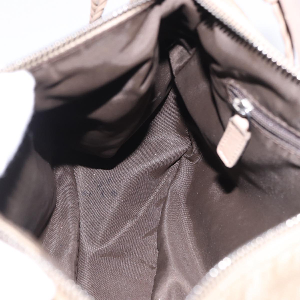 Christian Dior Trotter Canvas Shoulder Bag Beige Silver Auth 194850A