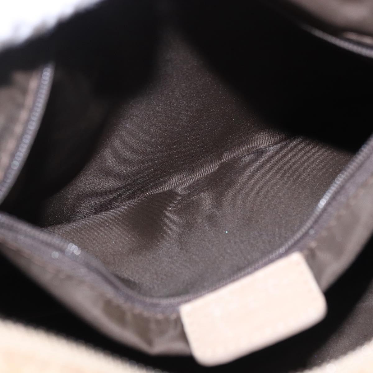 Christian Dior Trotter Canvas Shoulder Bag Beige Silver Auth 194850A