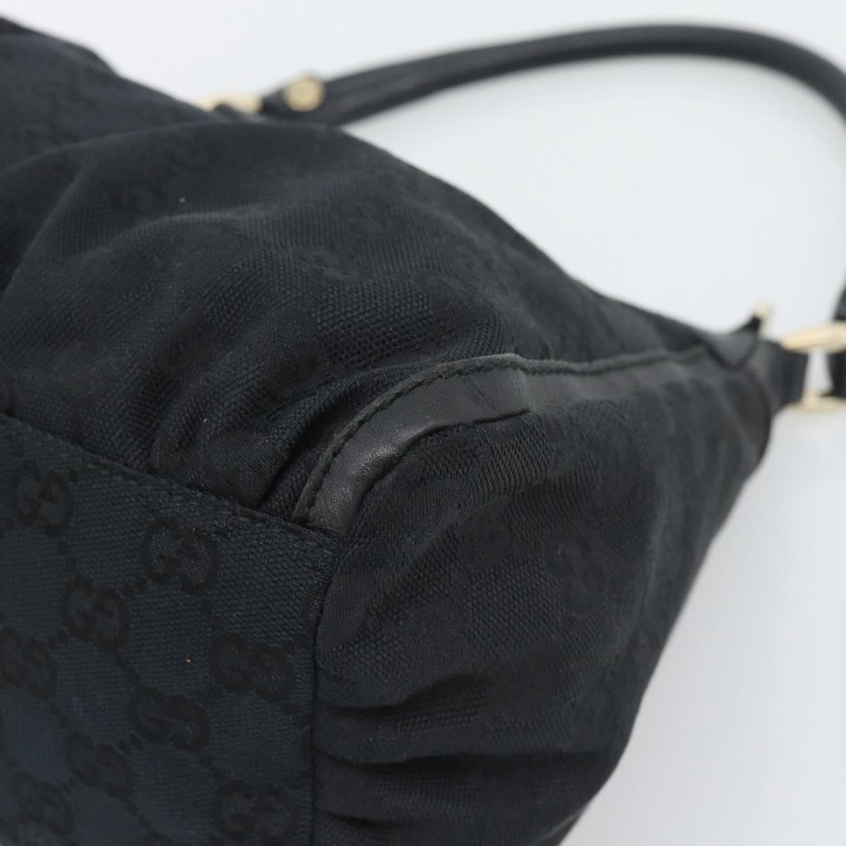 GUCCI GG Canvas Abbey Shoulder Bag Black Gold 190525 Auth 194851V