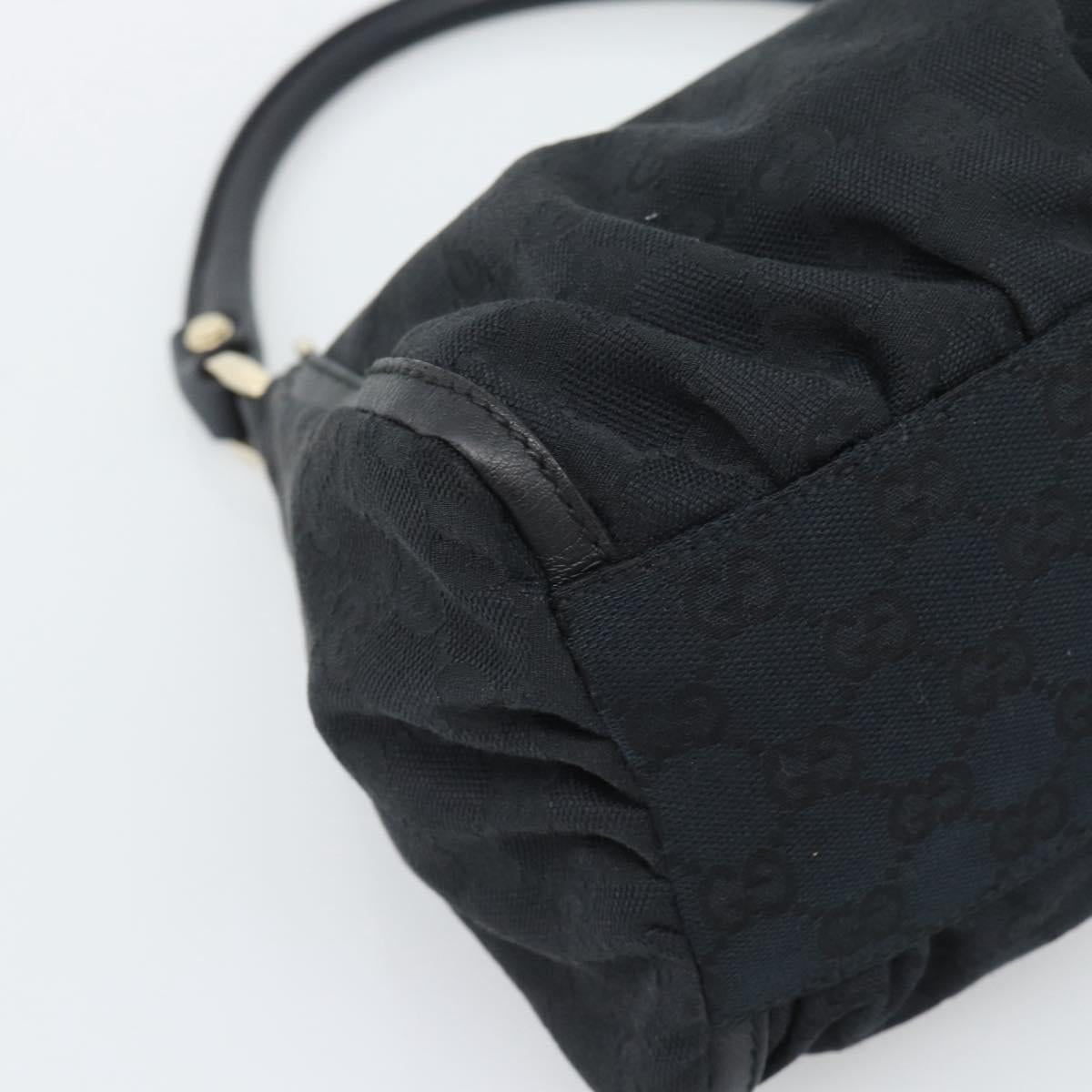 GUCCI GG Canvas Abbey Shoulder Bag Black Gold 190525 Auth 194851V