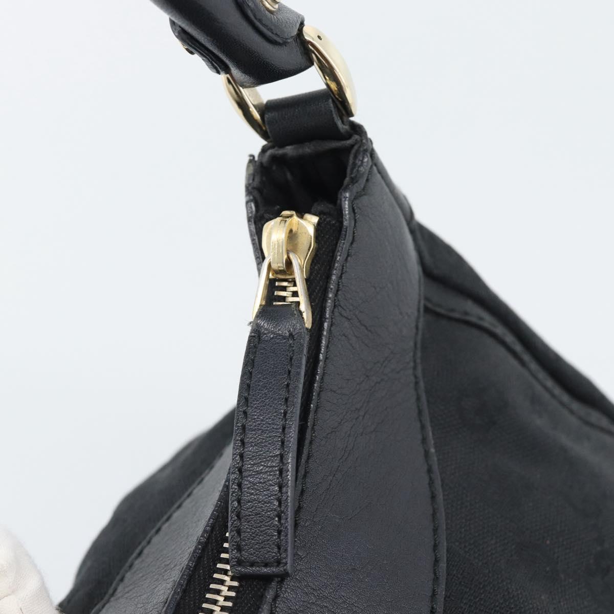 GUCCI GG Canvas Abbey Shoulder Bag Black Gold 190525 Auth 194851V