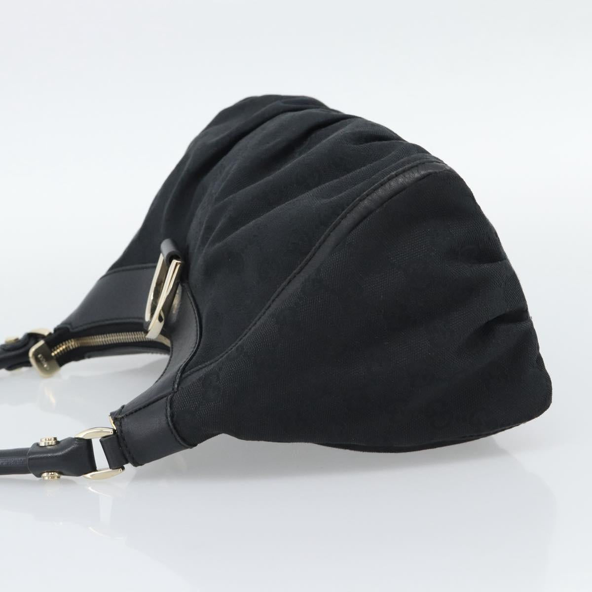 GUCCI GG Canvas Abbey Shoulder Bag Black Gold 190525 Auth 194851V