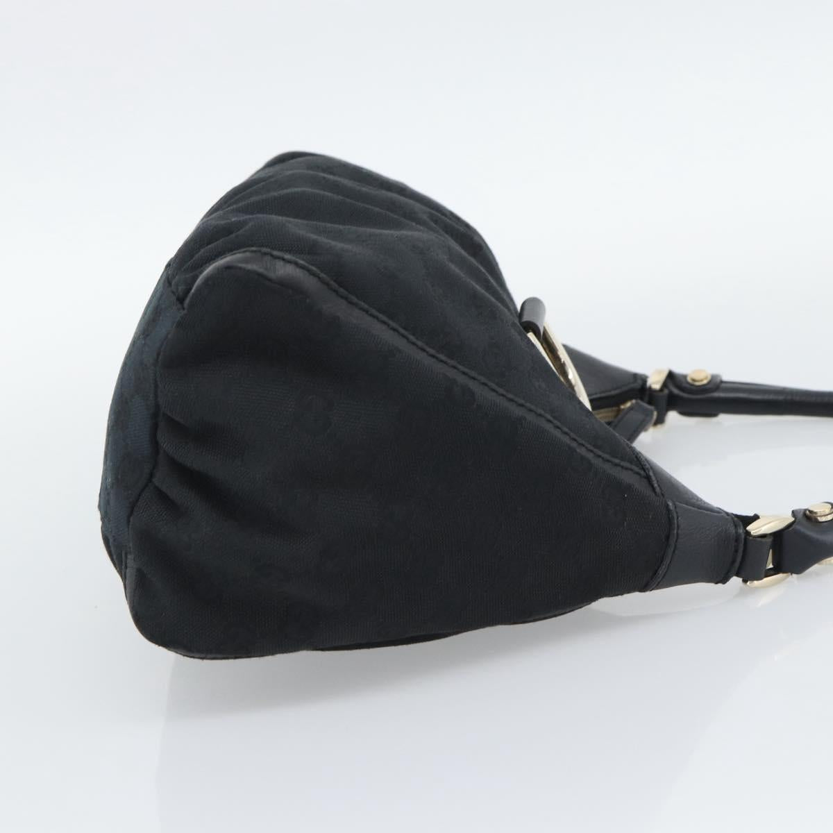 GUCCI GG Canvas Abbey Shoulder Bag Black Gold 190525 Auth 194851V