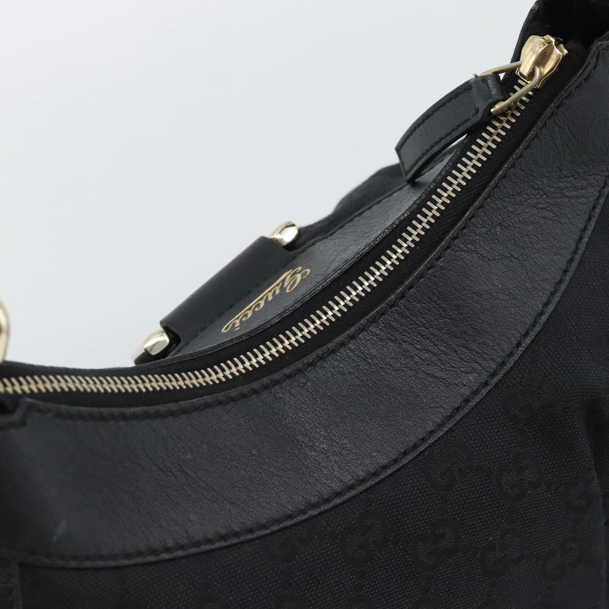 GUCCI GG Canvas Abbey Shoulder Bag Black Gold 190525 Auth 194851V
