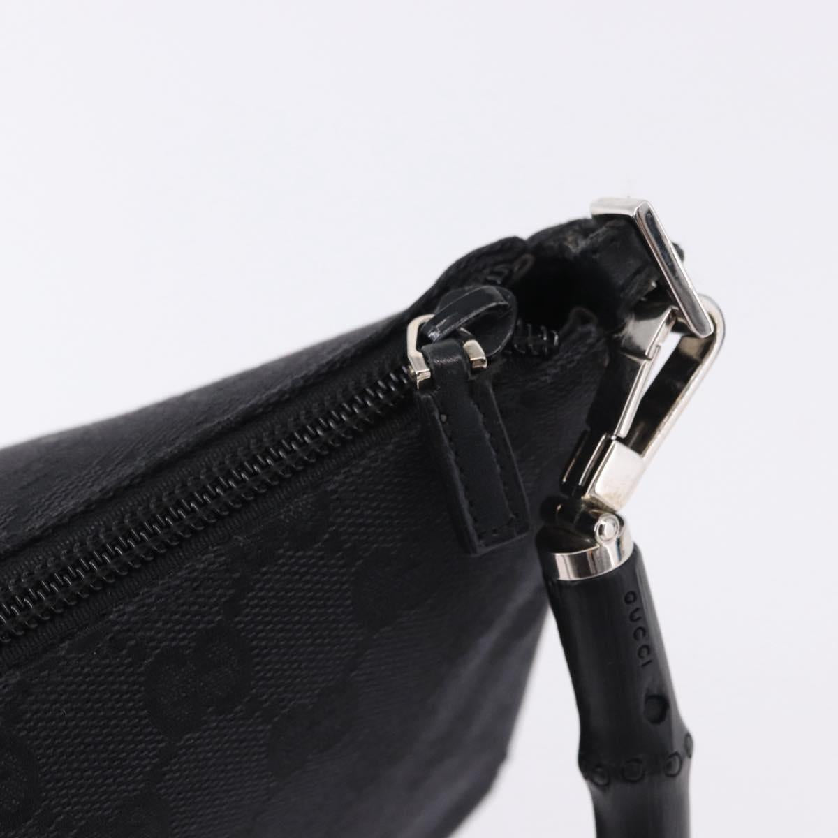 GUCCI Bamboo GG Canvas Hand Bag Black Silver 001 3865 Auth 194852V