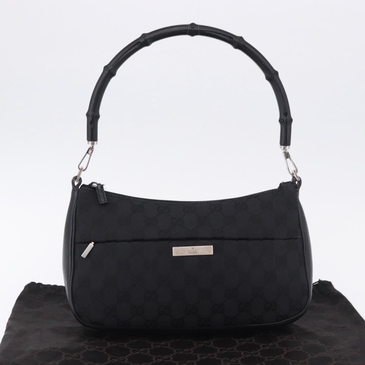 GUCCI Bamboo GG Canvas Hand Bag Black Silver 001 3865 Auth 194852V