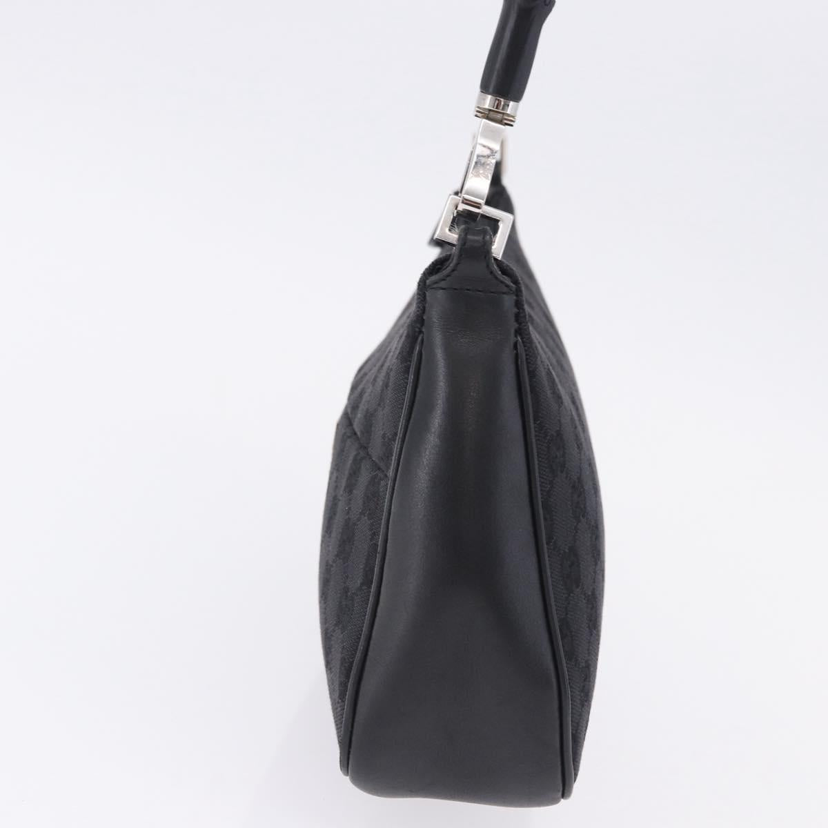 GUCCI Bamboo GG Canvas Hand Bag Black Silver 001 3865 Auth 194852V