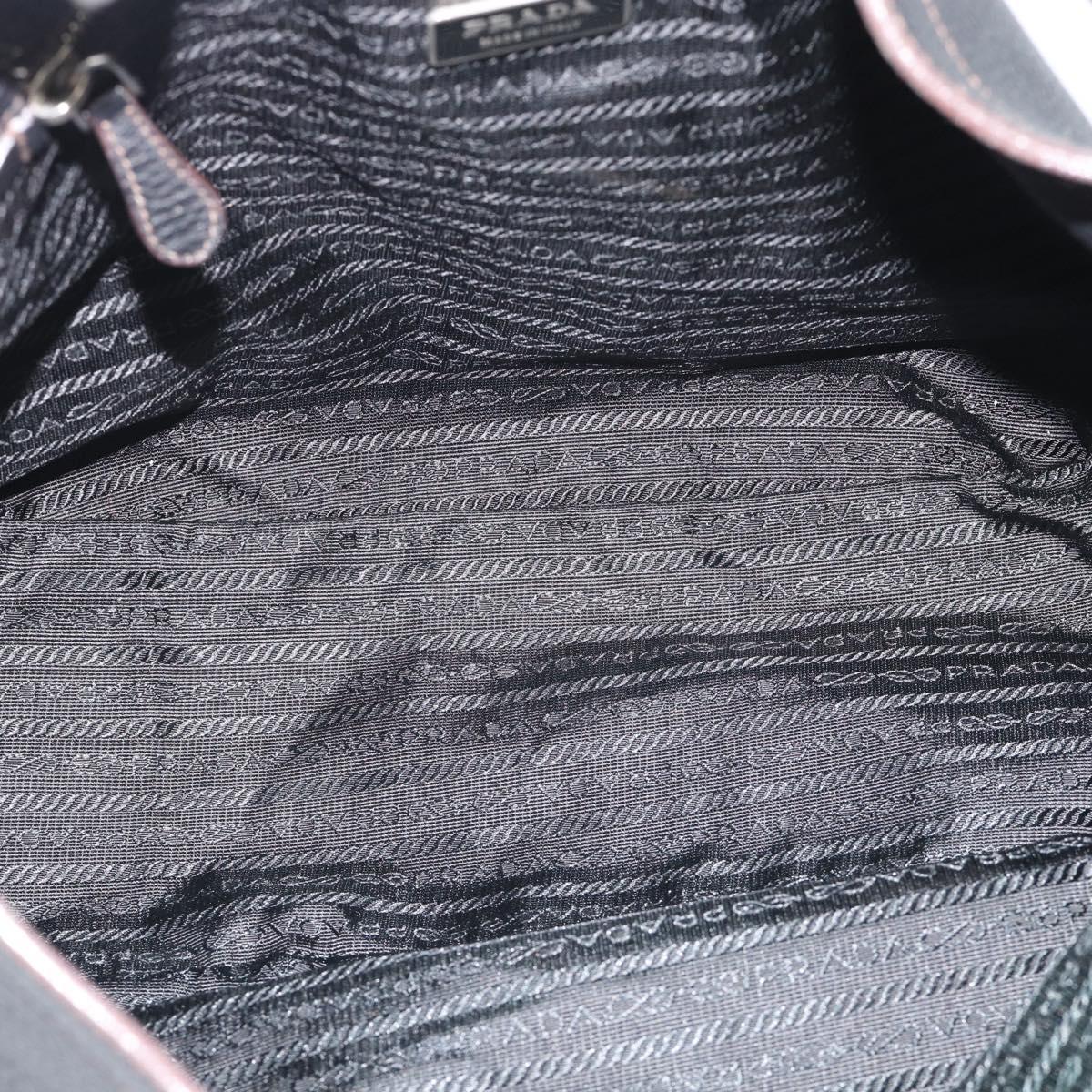 PRADA Shoulder Bag Vittero Dino Leather Black Silver Auth 194853SAV
