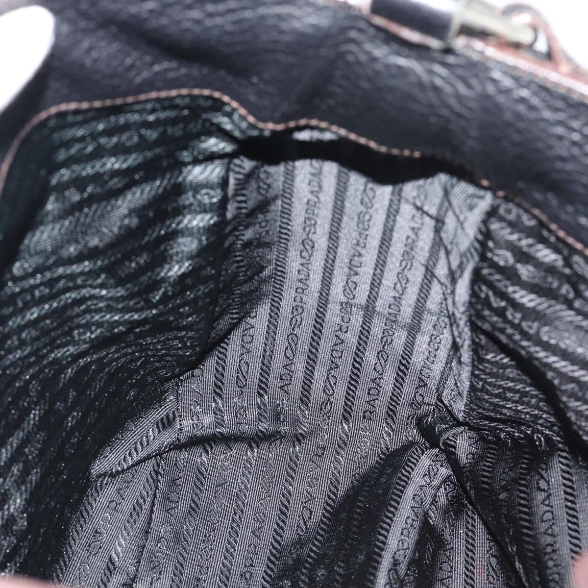 PRADA Shoulder Bag Vittero Dino Leather Black Silver Auth 194853SAV