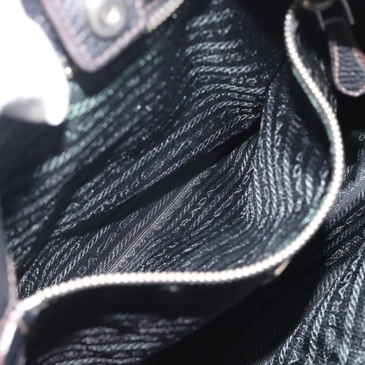 PRADA Shoulder Bag Vittero Dino Leather Black Silver Auth 194853SAV