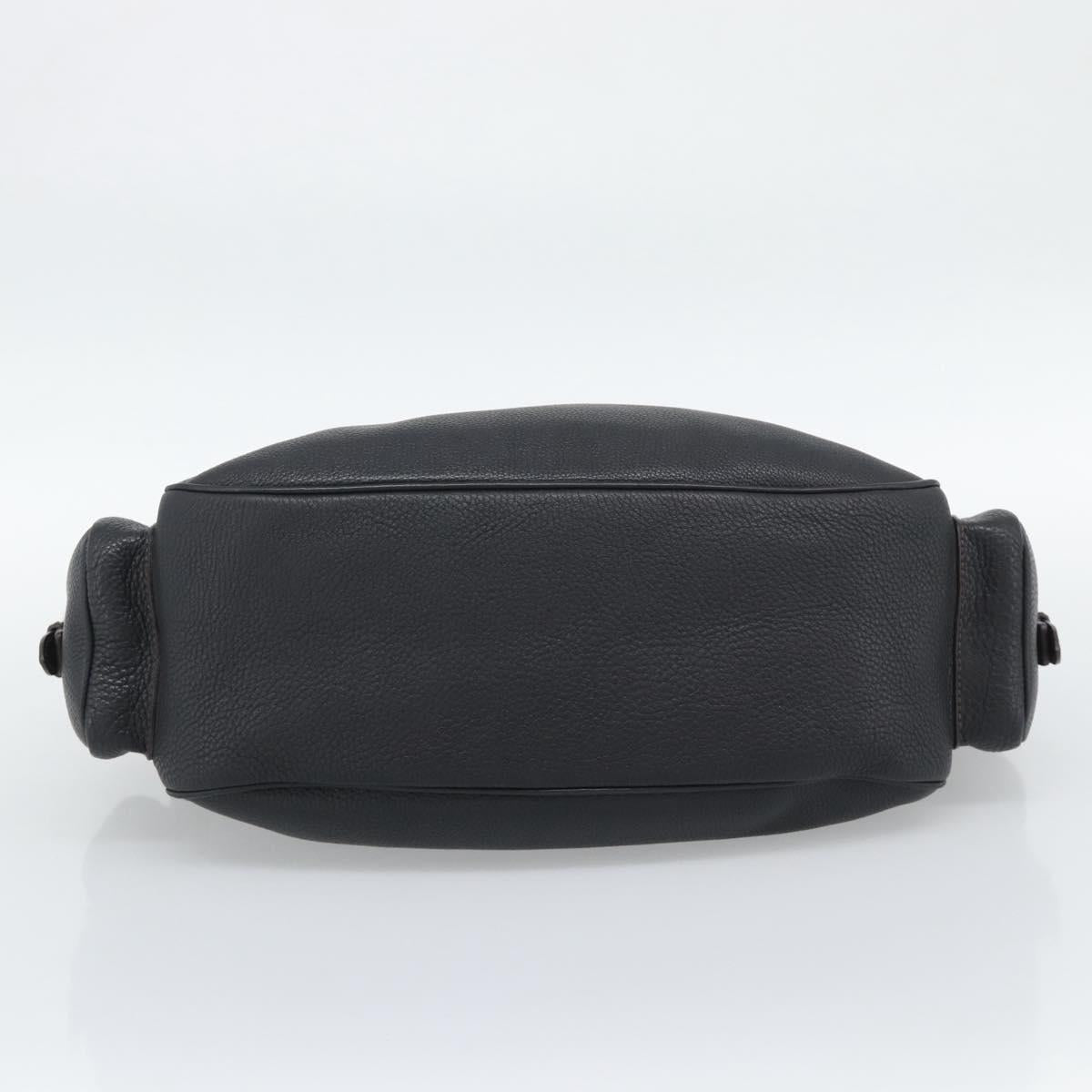 PRADA Shoulder Bag Vittero Dino Leather Black Silver Auth 194853SAV