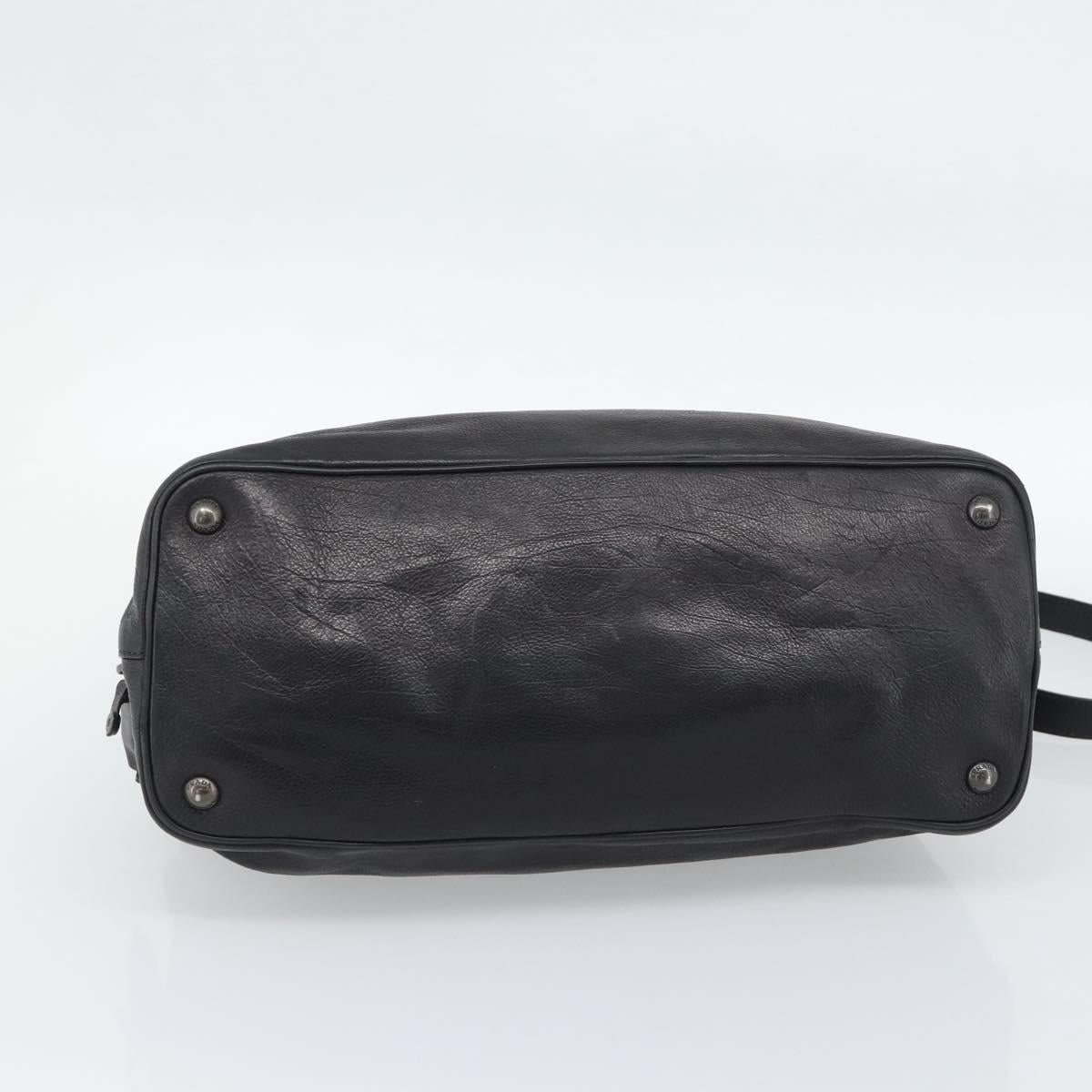 PRADA Hand Bag Vittero Dino Leather 2way Black Silver Auth 194854V
