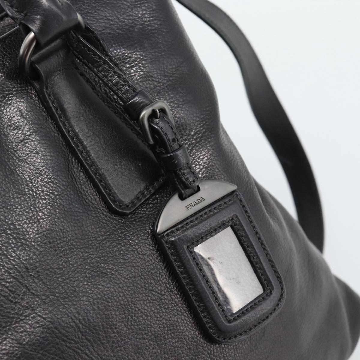 PRADA Hand Bag Vittero Dino Leather 2way Black Silver Auth 194854V