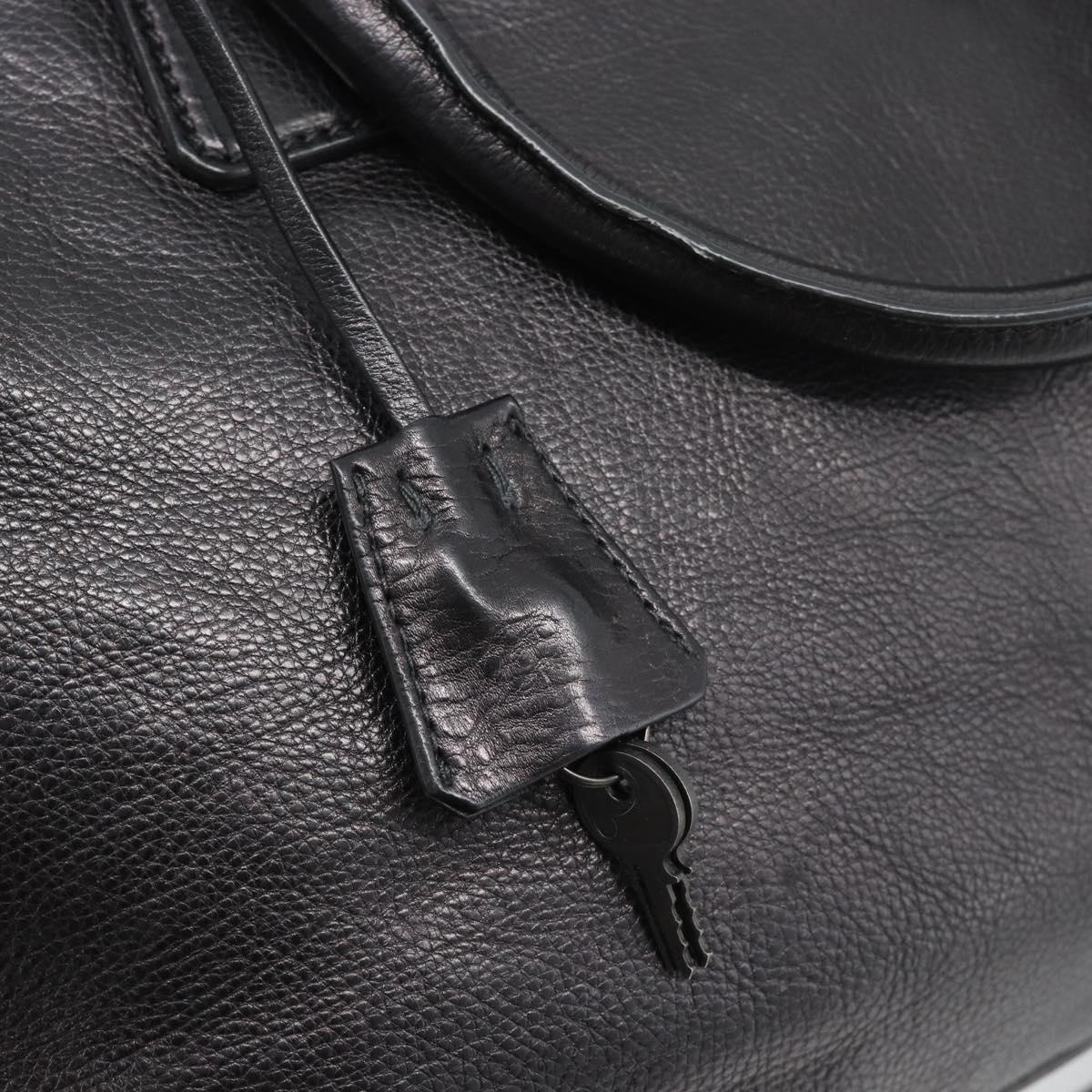 PRADA Hand Bag Vittero Dino Leather 2way Black Silver Auth 194854V