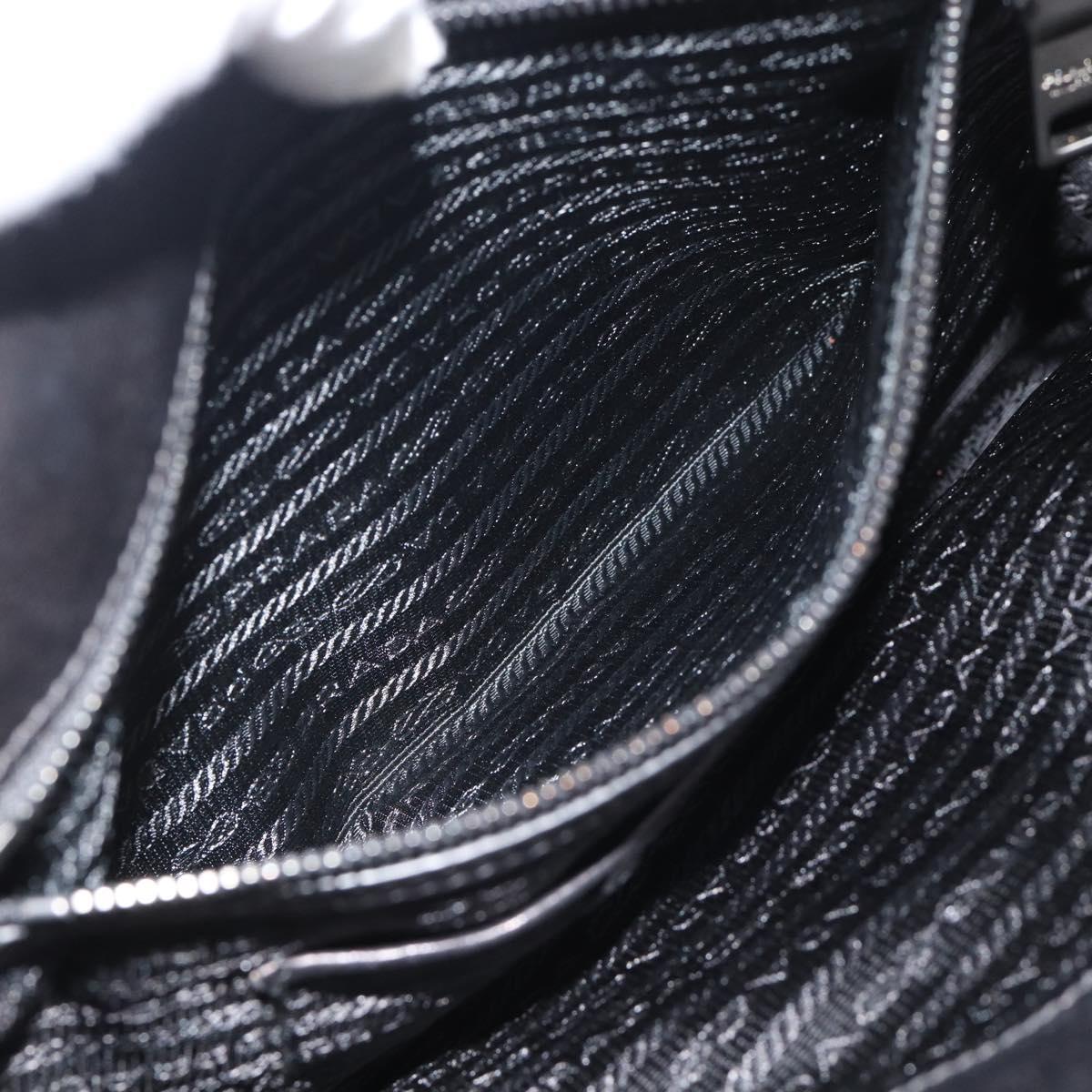 PRADA Hand Bag Vittero Dino Leather 2way Black Silver Auth 194854V