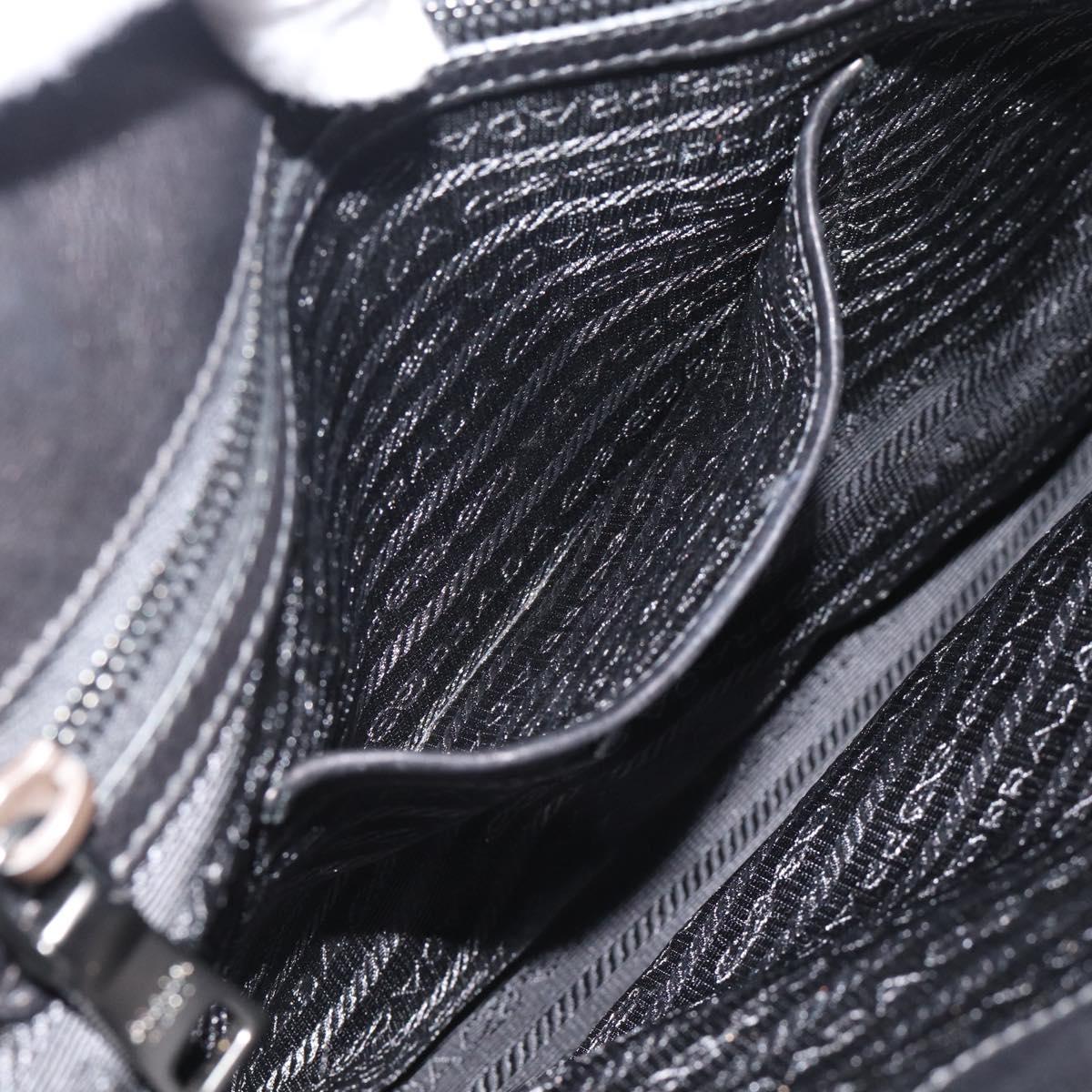 PRADA Hand Bag Vittero Dino Leather 2way Black Silver Auth 194854V