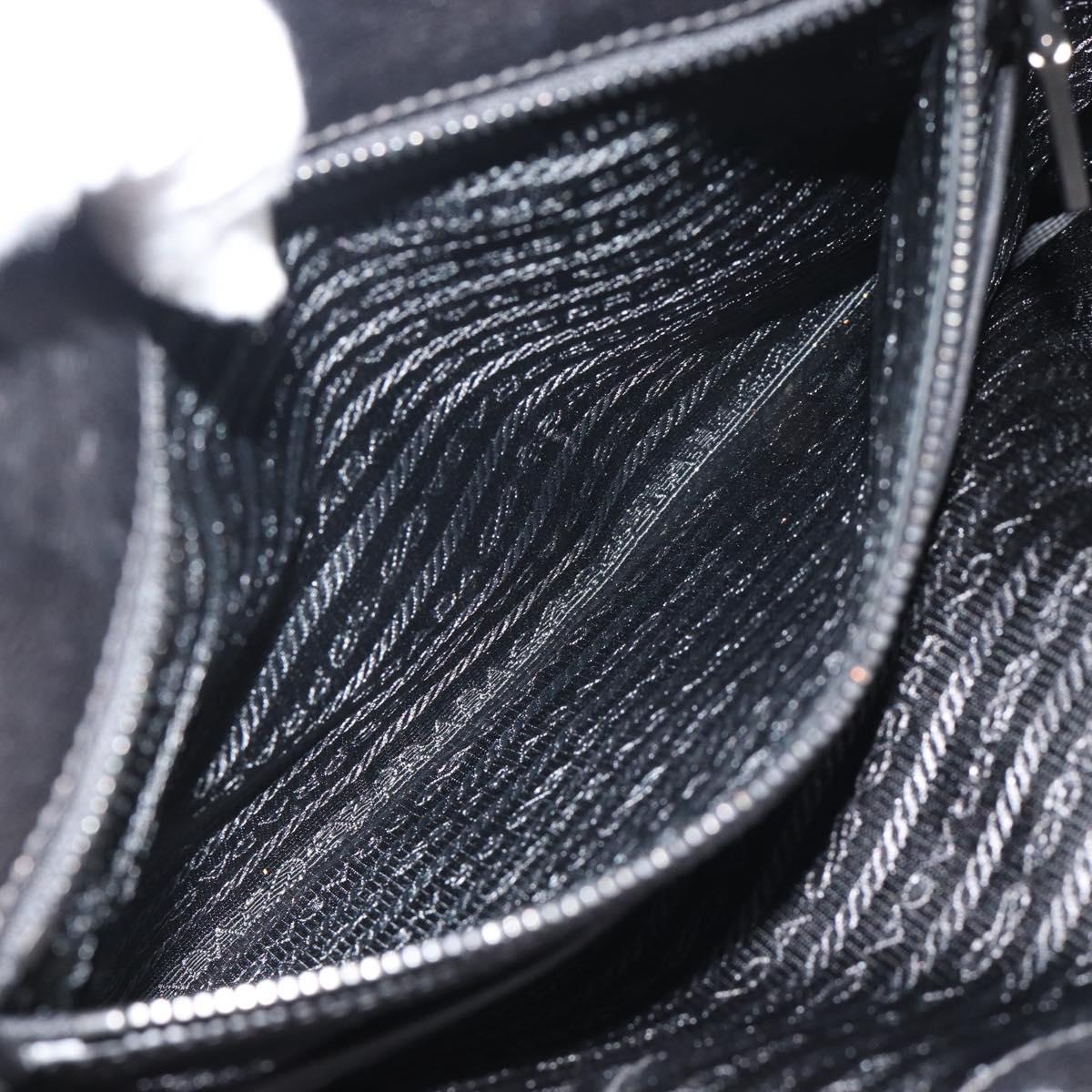 PRADA Hand Bag Vittero Dino Leather 2way Black Silver Auth 194854V